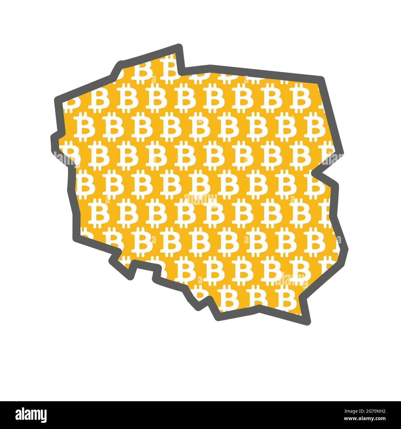 Carte de la Pologne avec logo en bitcoin crypto-monnaie Illustration de Vecteur