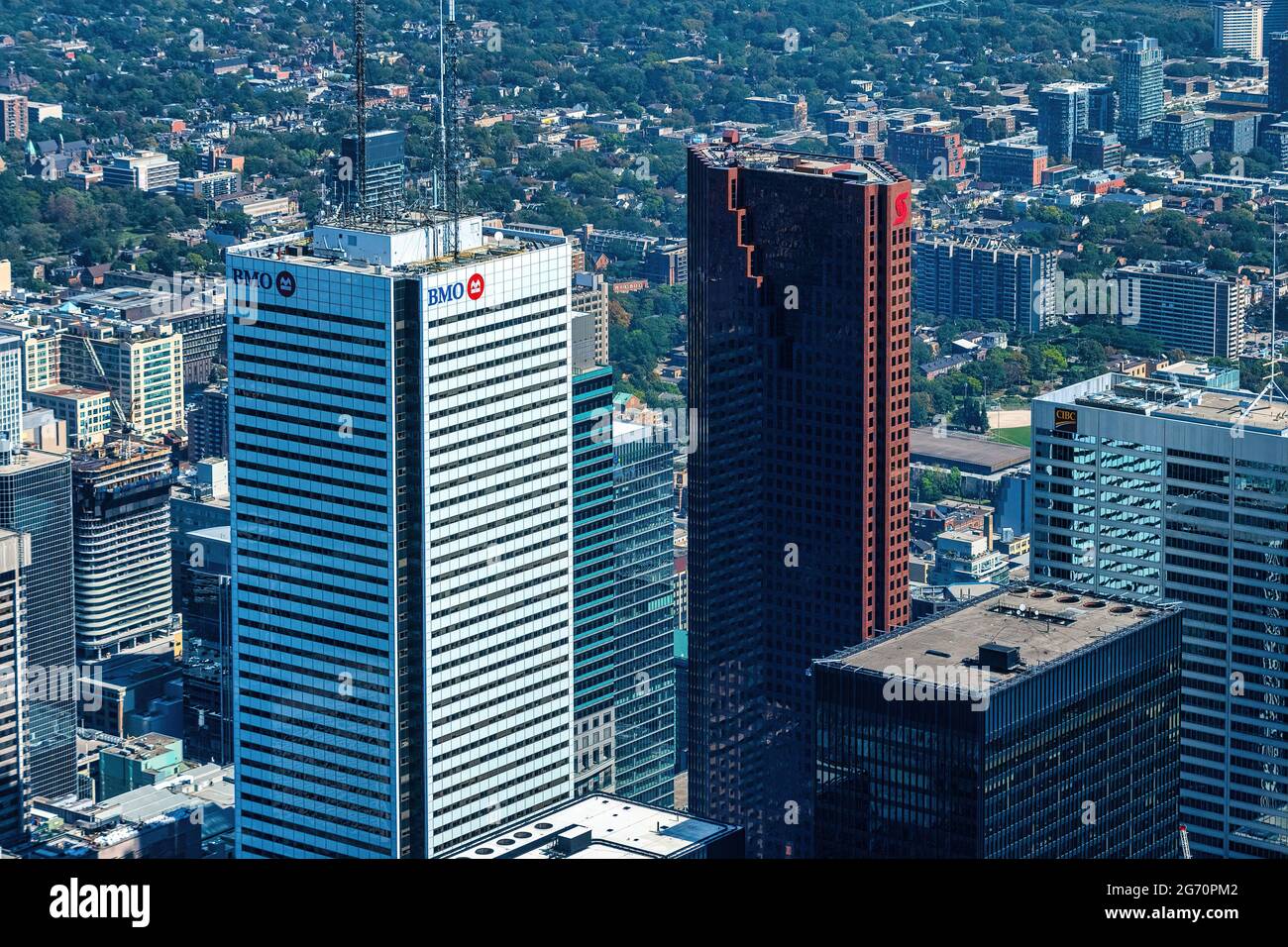 Toronto, Canada, vue aérienne des gratte-ciels du quartier financier Banque D'Images