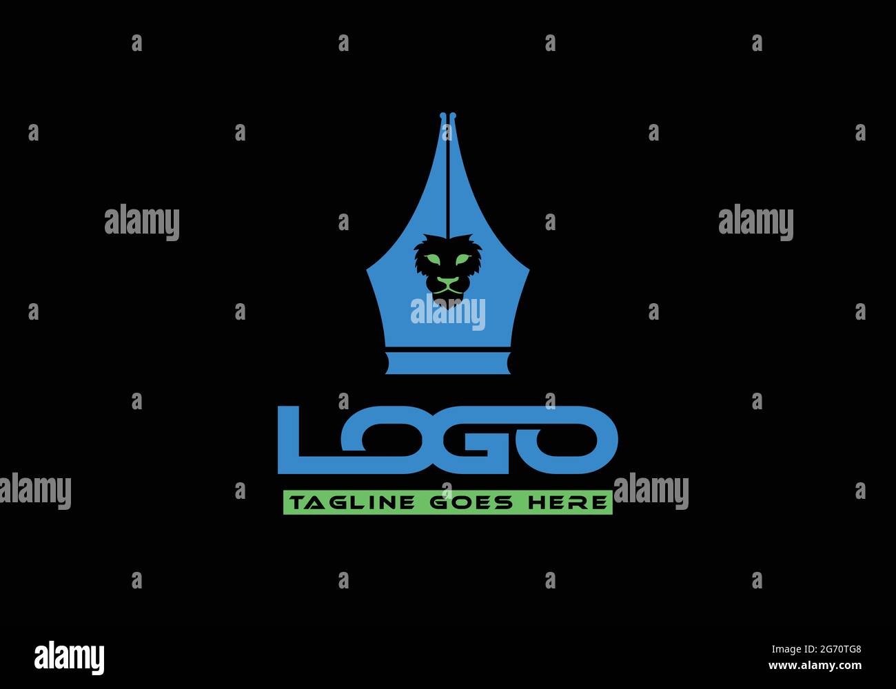 Résumé Education logo Design Lion face avec Pen logo Design Illustration de Vecteur
