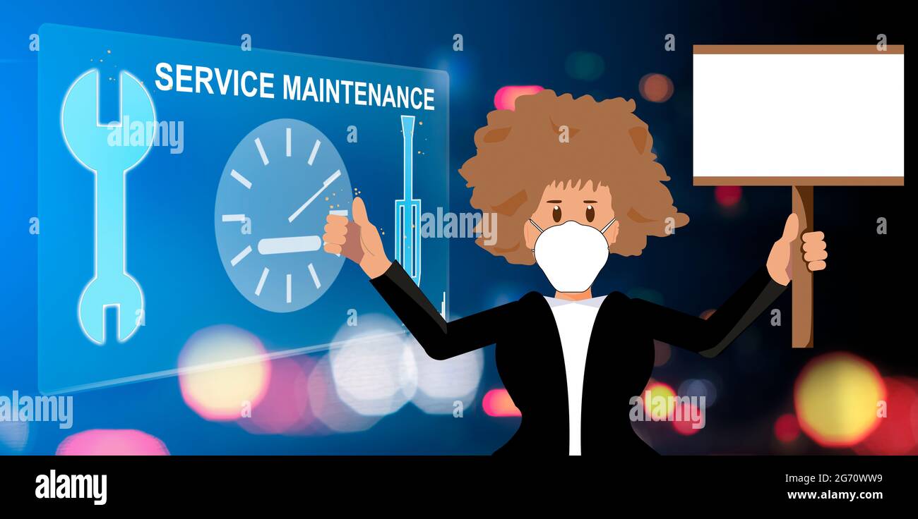 Ai hologramme voiture tableau de bord station bandeau électronique voiture pilote automatique autonome futuriste assistance à la maintenance de la technologie automobile outil FIX coc Banque D'Images