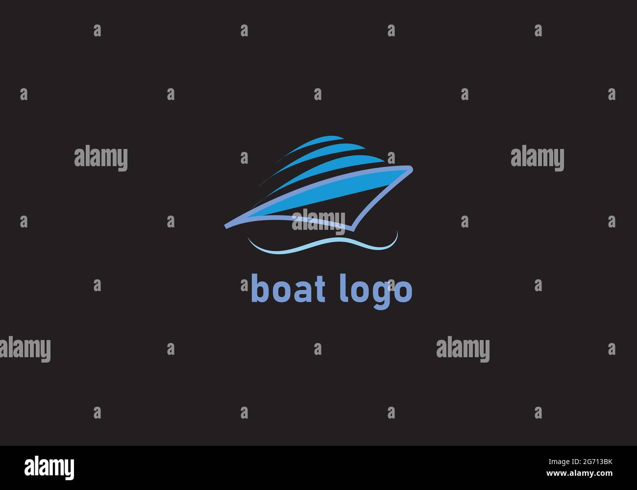 modèle de conception de logo de bateau bleu minimal Illustration de Vecteur