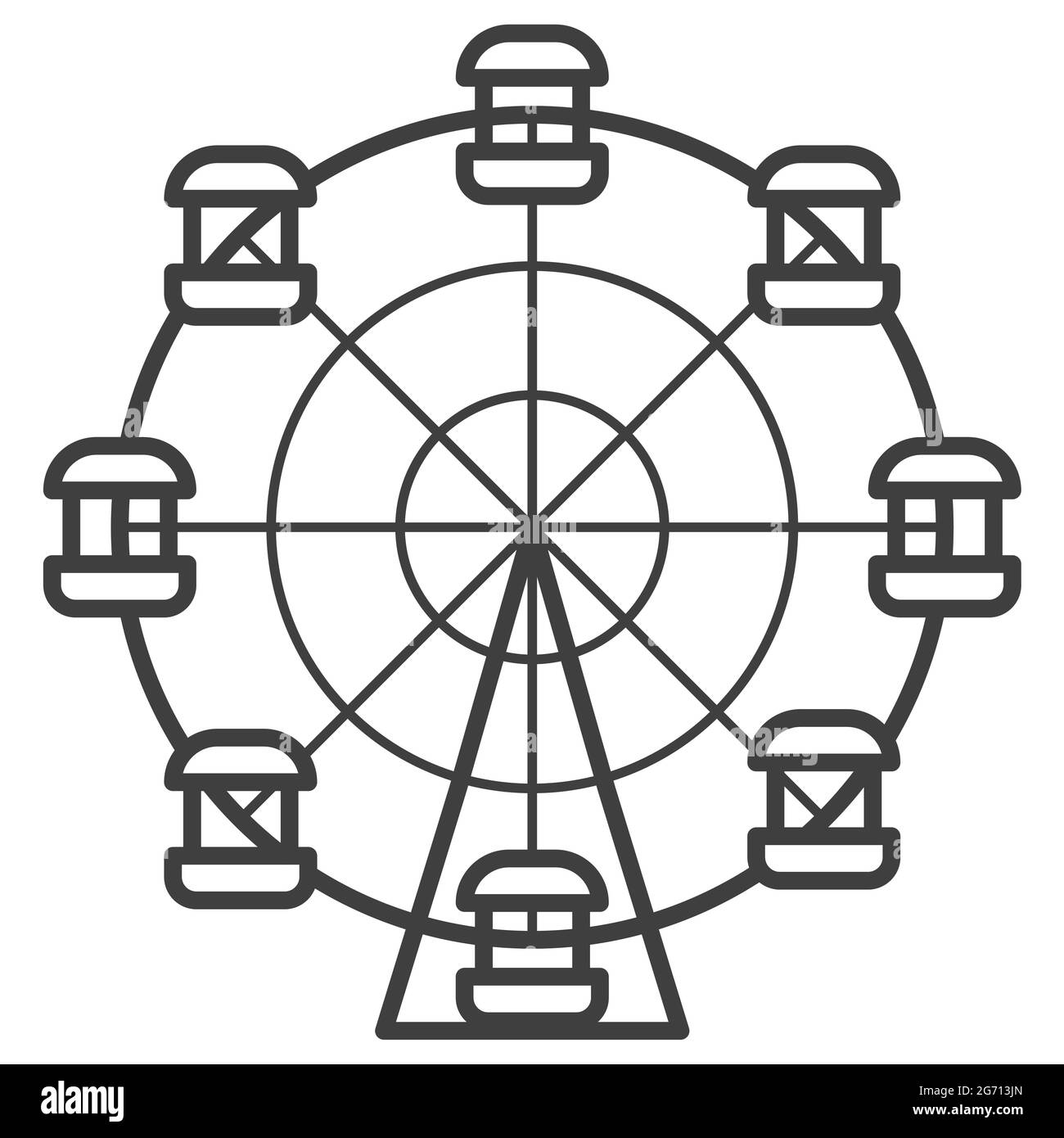 Icône du vecteur de roue Ferris. Élément pour les produits de parc d'attractions. Illustration monochrome isolée sur fond blanc Illustration de Vecteur