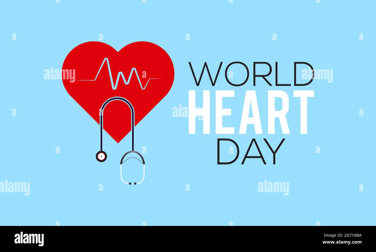 Sensibilisation annuelle à la Journée mondiale du cœur observée chaque année en septembre. Bannière, affiche, carte, arrière-plan. Illustration de Vecteur