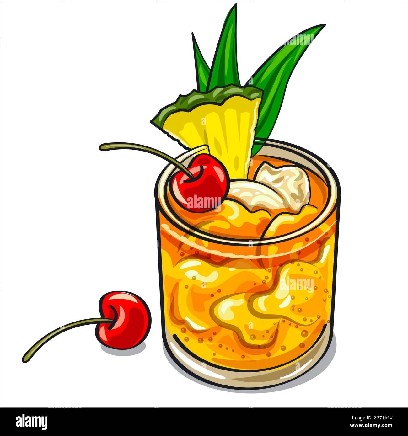 Illustration du cocktail Mai Tai avec glace et ananas Illustration de Vecteur