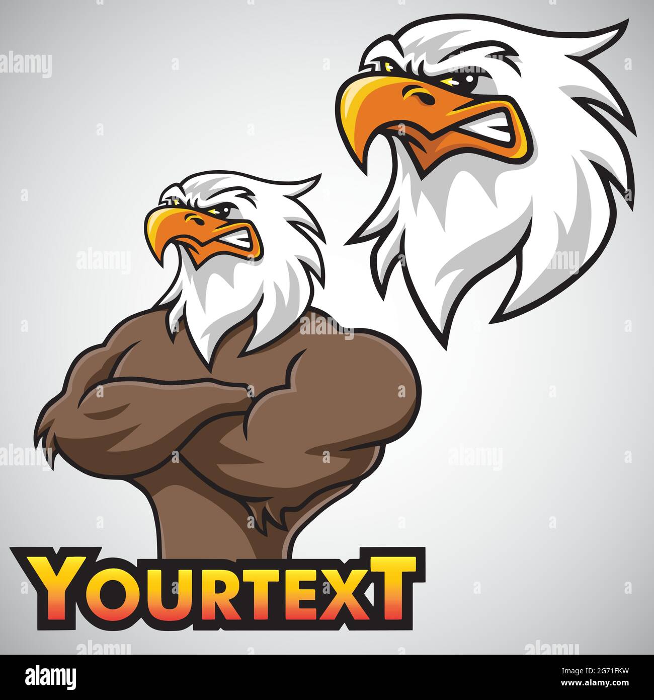 Jeu de dessins animés Eagle Mascot Vector Character Design Illustration de Vecteur
