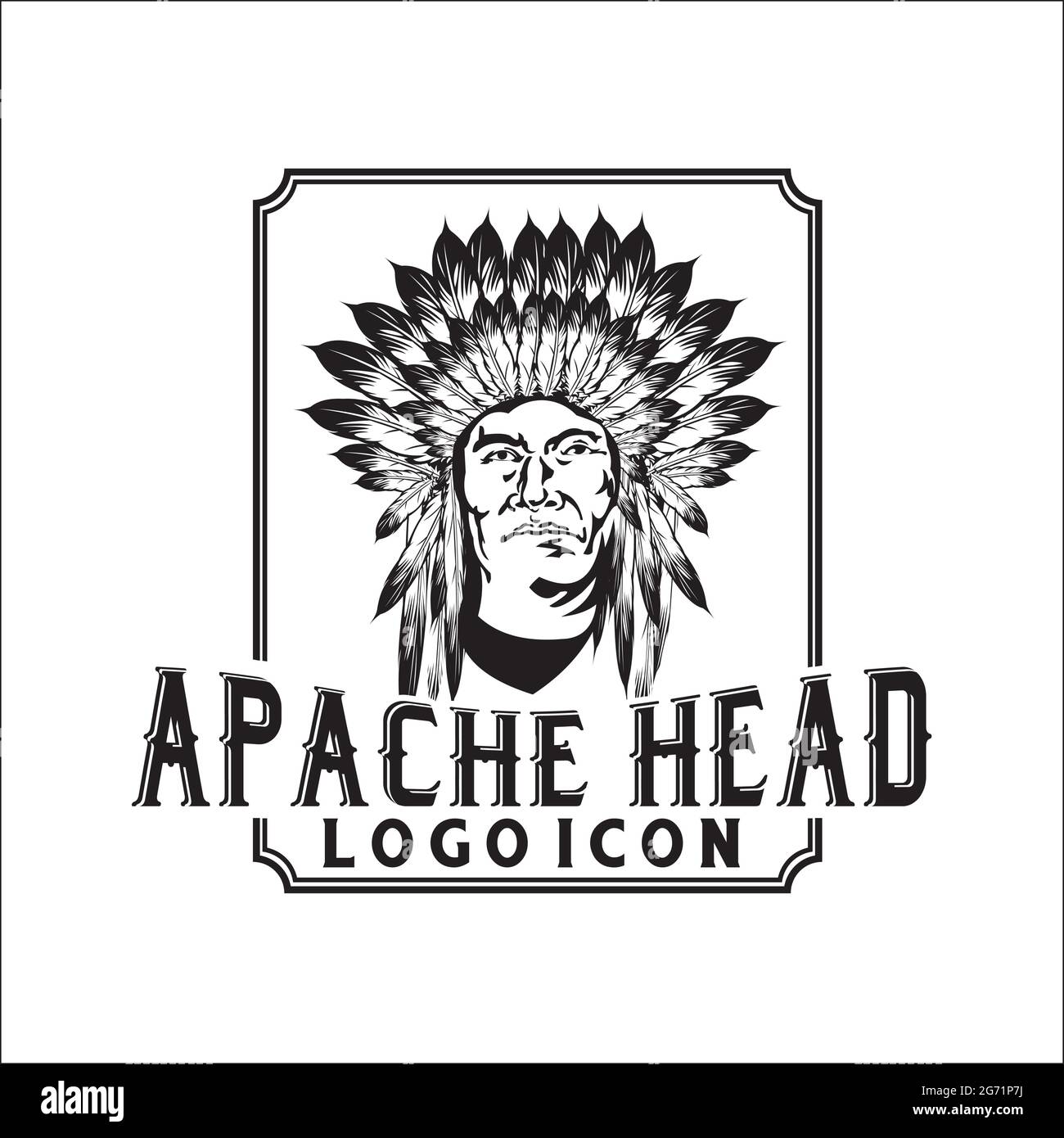 inspiration pour le logo exclusif de la tête apache indienne Illustration de Vecteur