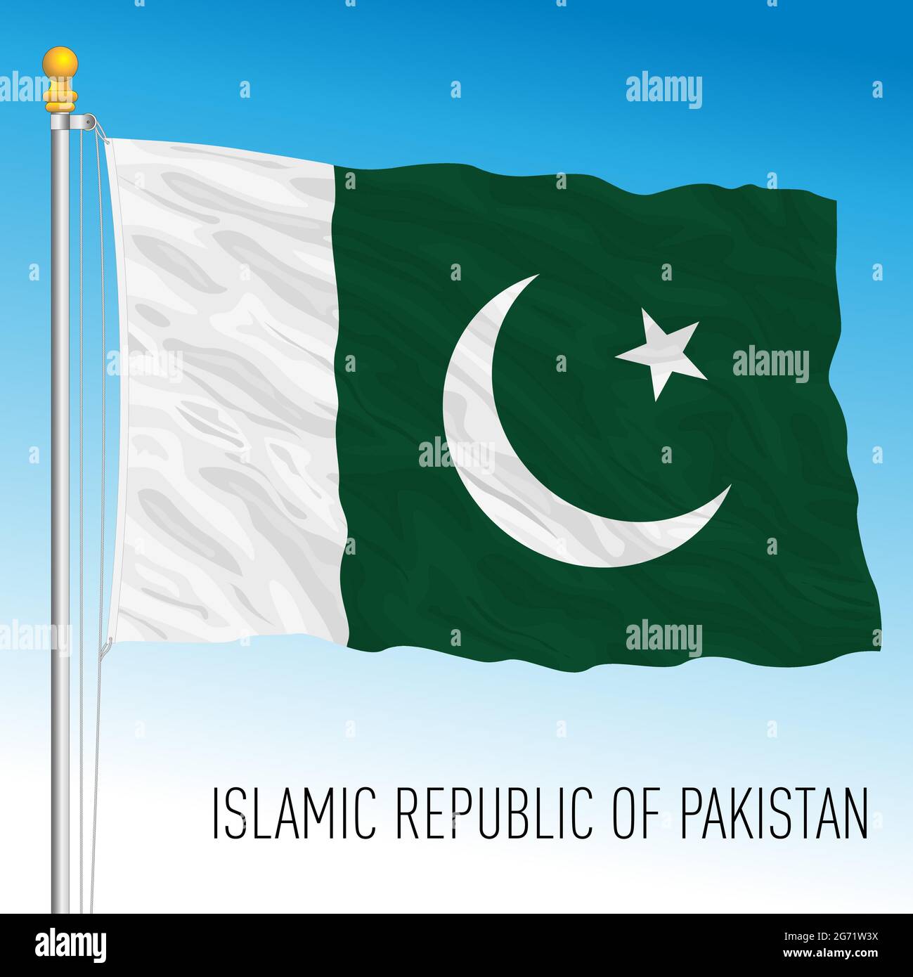 Drapeau national officiel du Pakistan, pays asiatique, illustration vectorielle Illustration de Vecteur