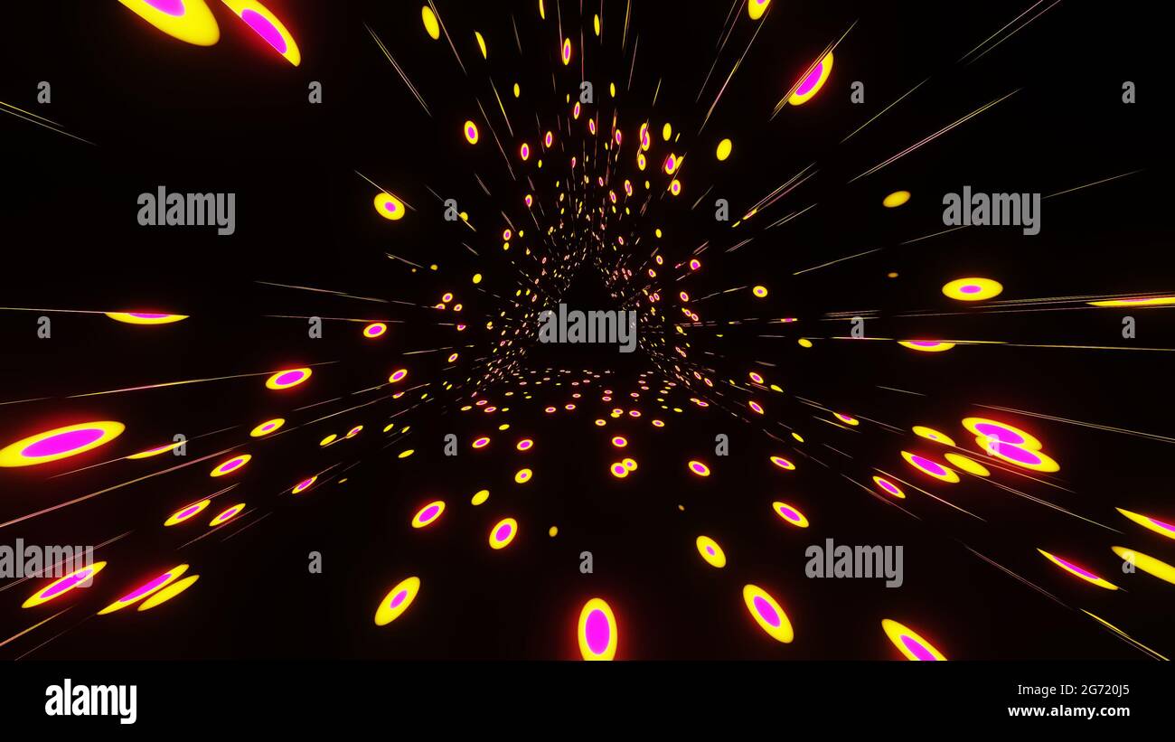 le rendu 3d des néons abstraits colorés sans couture permet de créer des mouvements abstraits dans un tunnel triangulaire Banque D'Images