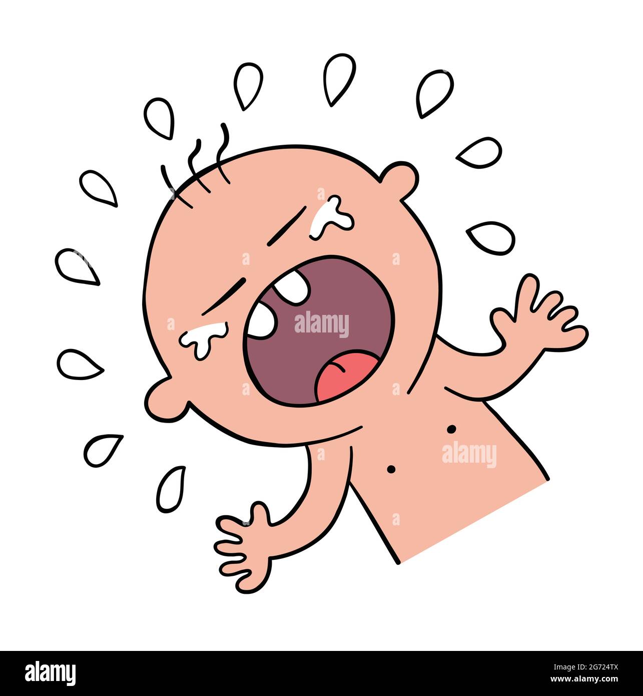 Dessin Anime Bebe Pleure Illustration Vectorielle Contours Colores Et Noirs Image Vectorielle Stock Alamy