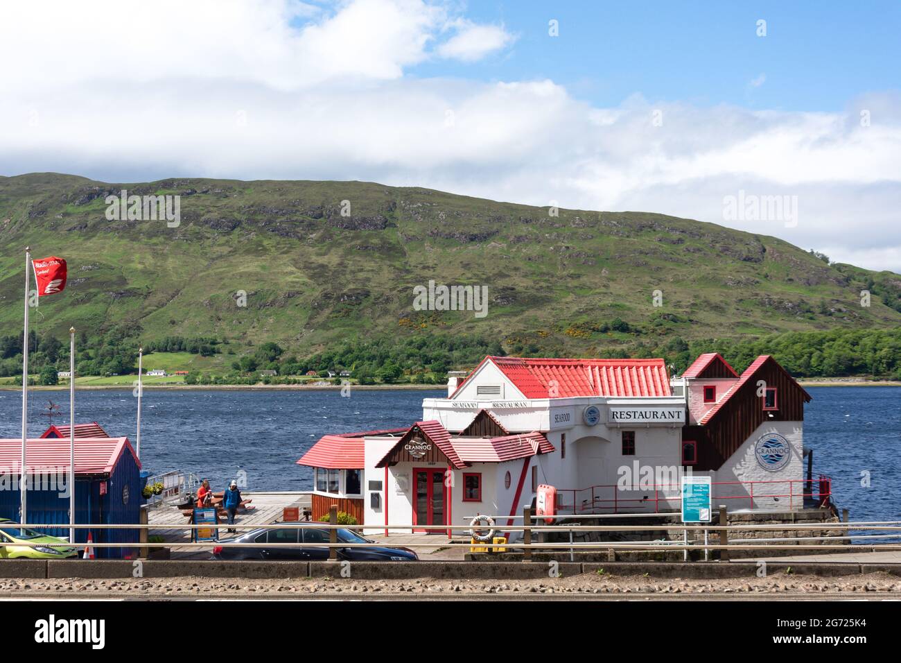 Crannog Seafood Restaurant, Town Center Pier, fort William, Highland, Écosse, Royaume-Uni Banque D'Images