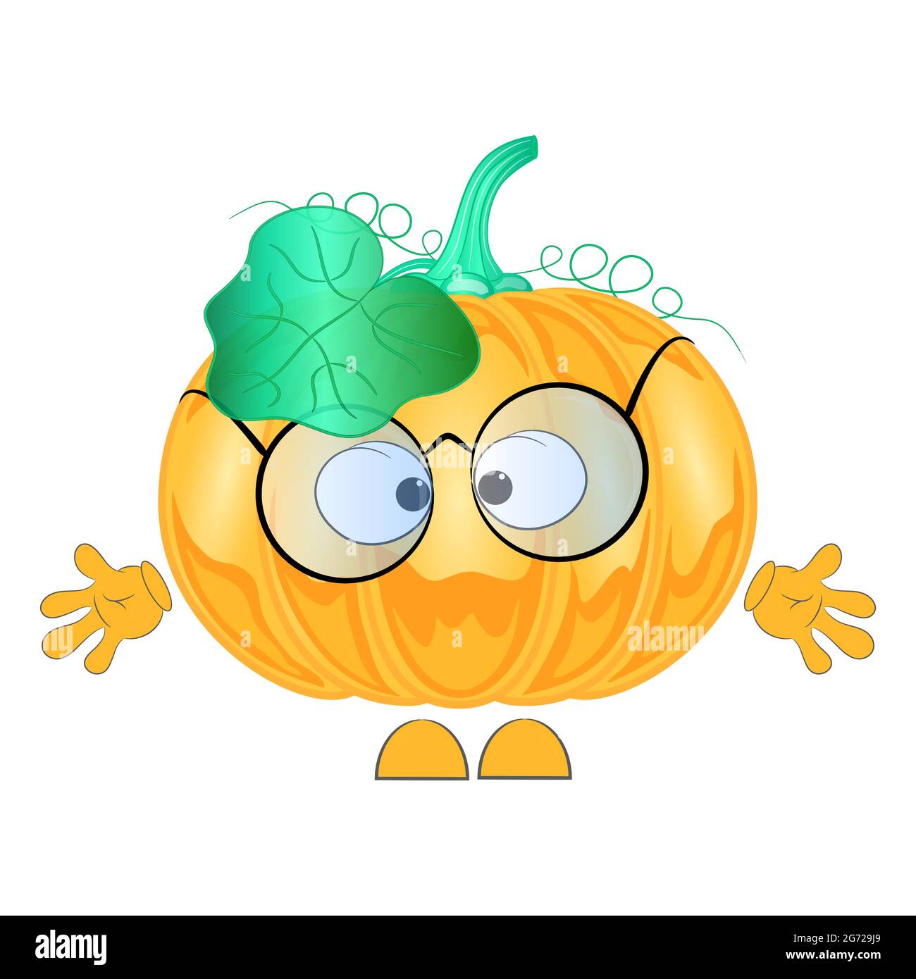 Citrouille avec verres. Personnage de dessin animé. Illustration vectorielle. Illustration de Vecteur