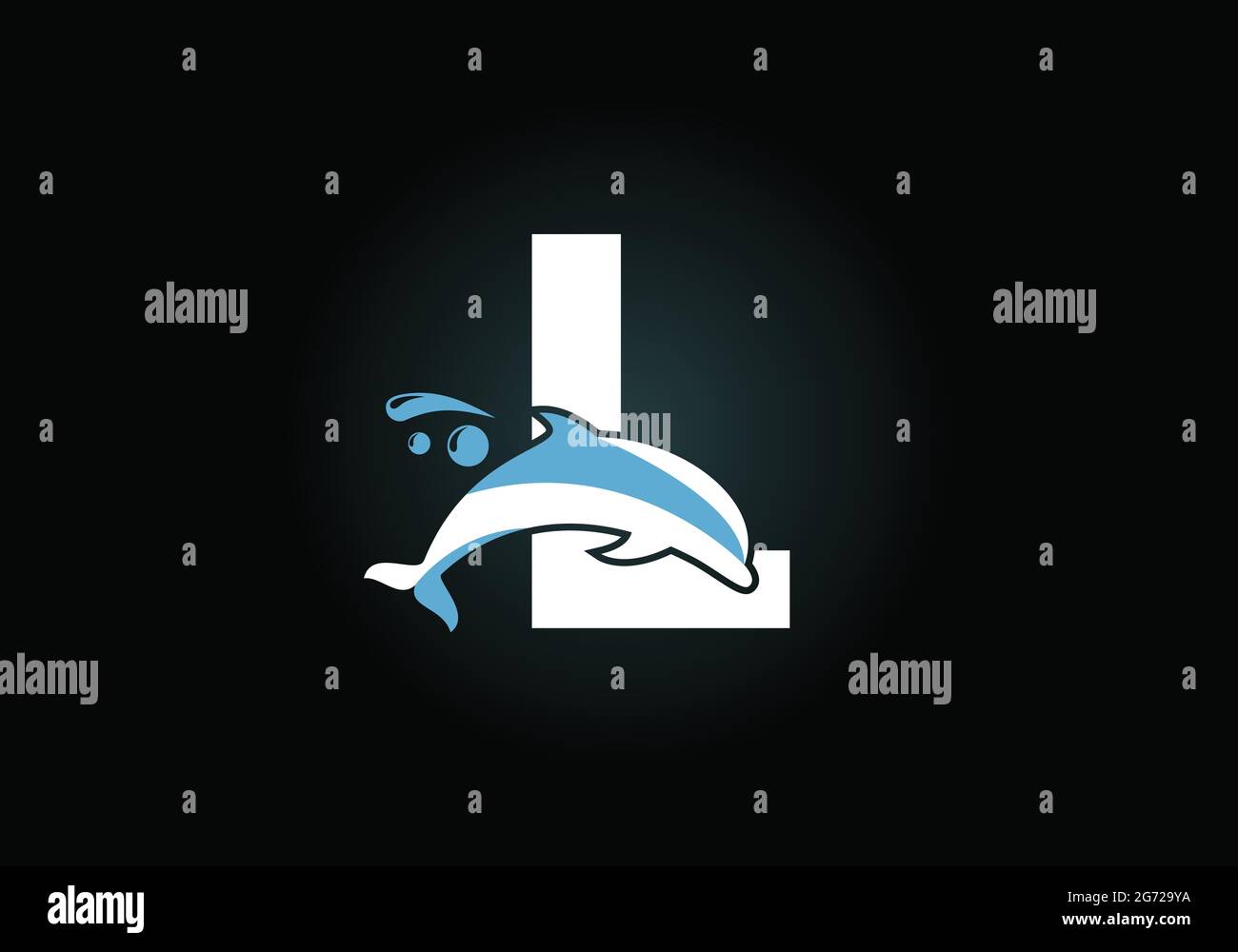 Lettre initiale du monogramme en L avec logo Dolphin. Icône animal aquatique. Emblème de police. Logotype vectoriel moderne pour l'identité d'entreprise. Illustration de Vecteur