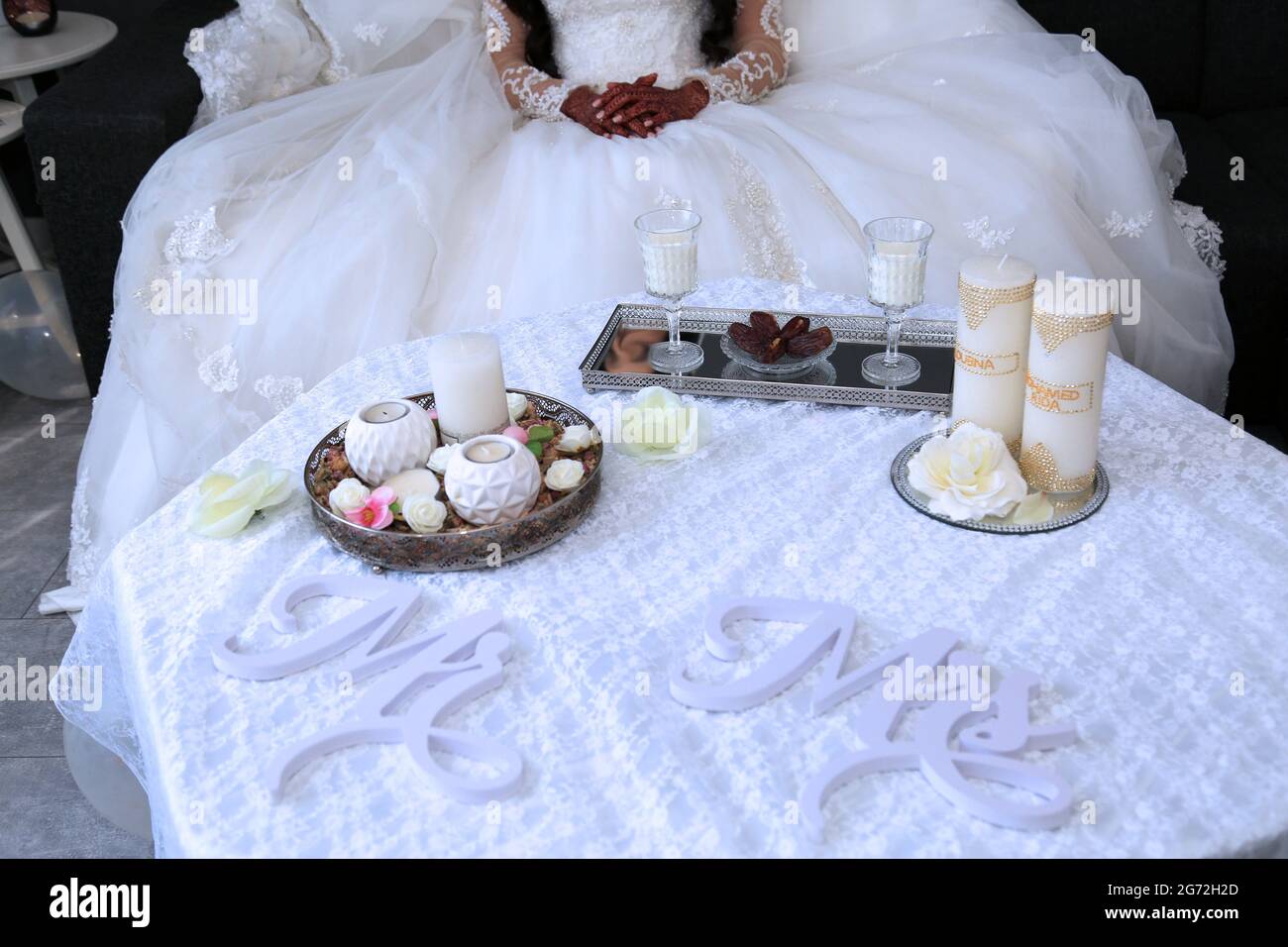 Bougies de mariage marocaines. Décor de mariage marocain Banque D'Images