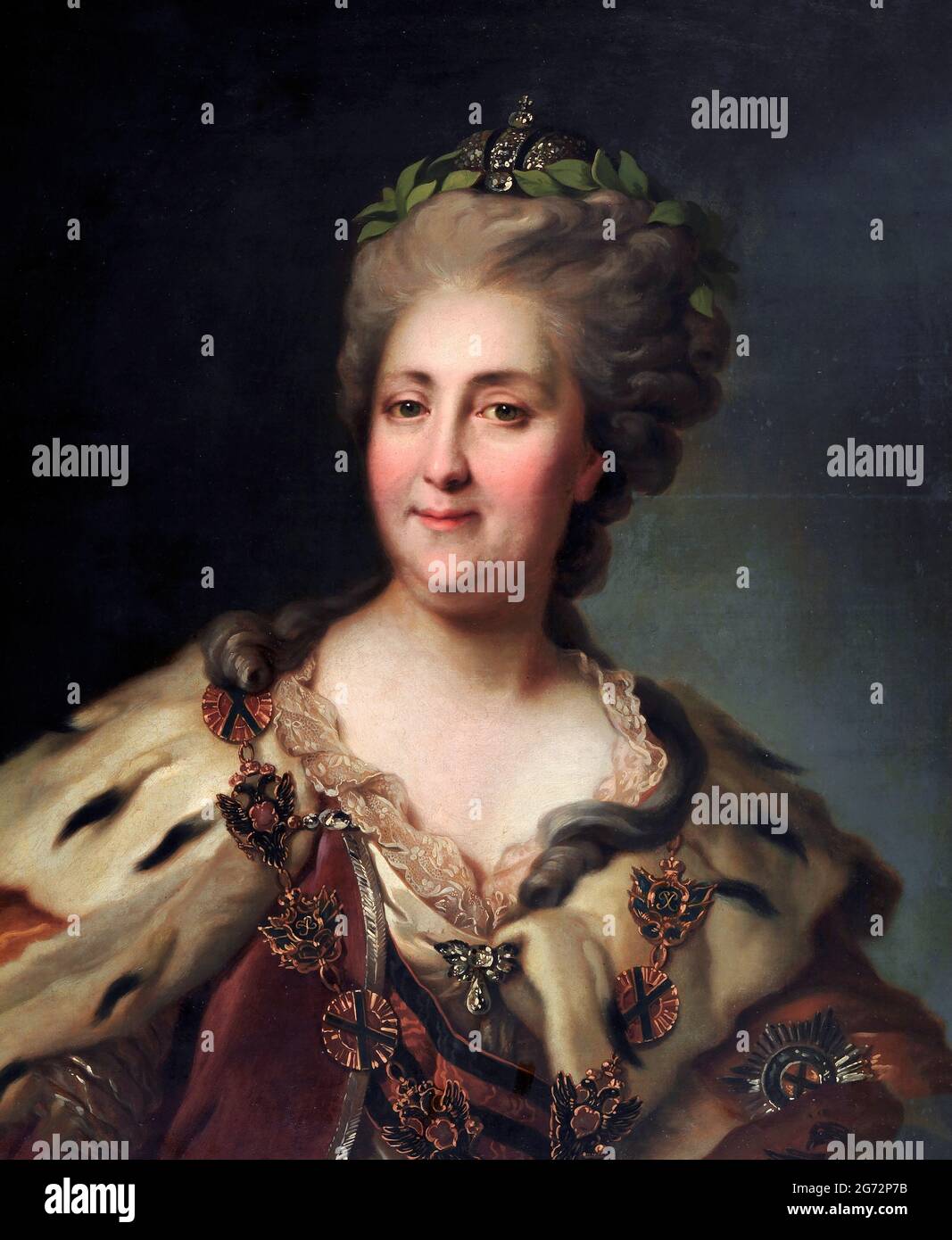 Catherine la Grande. Portrait de Catherine II de Russie (1729-1796) par Fedor Rokotooff, huile sur toile, XVIIIe siècle Banque D'Images