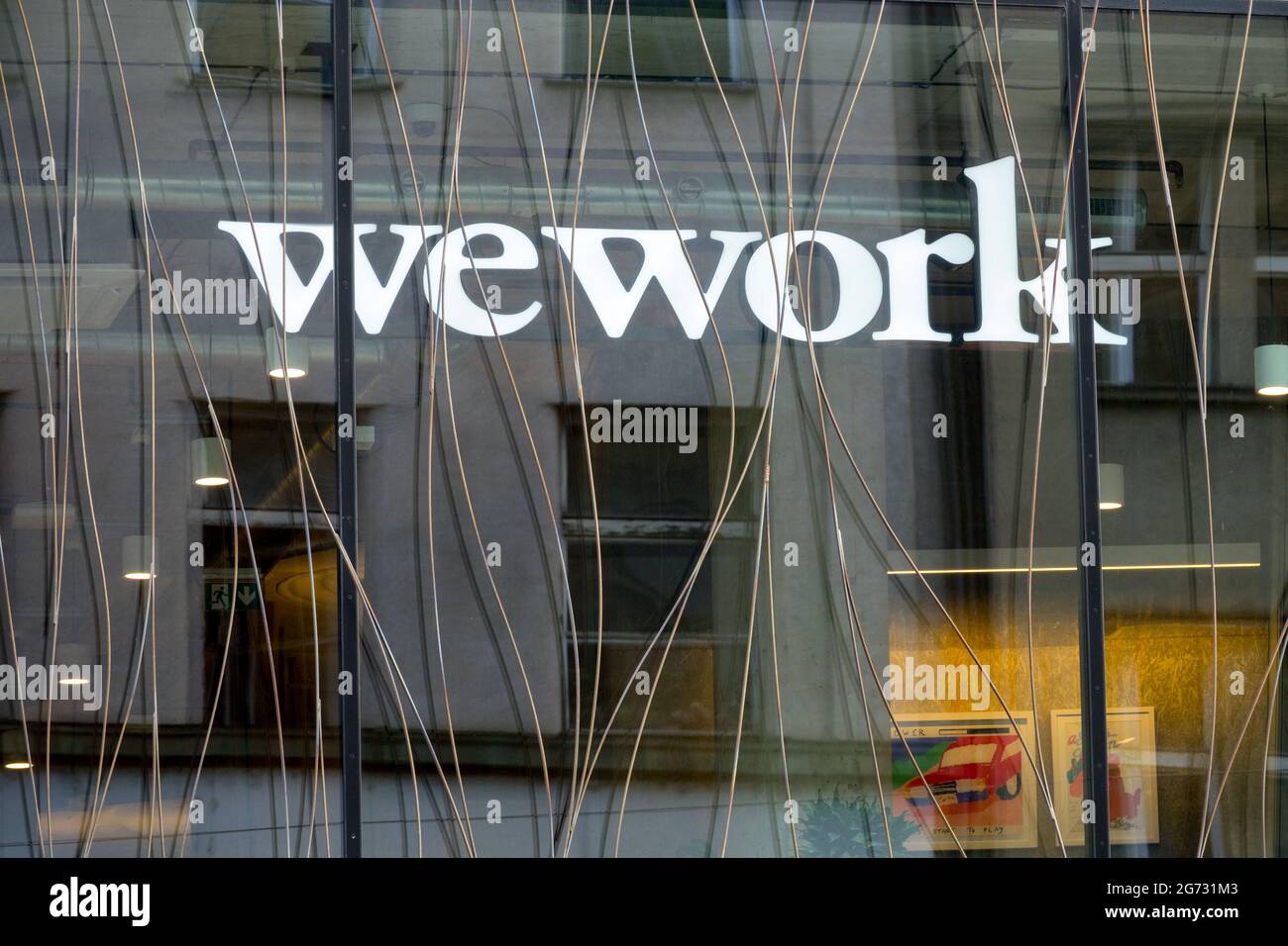 Logo Wework immeuble de bureaux Wework à Prague République tchèque Europe Banque D'Images