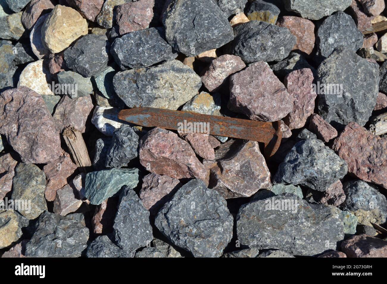 Pointe de chemin de fer prise le long des voies de la BNSF dans la vallée centrale de la Californie en 2021 Banque D'Images