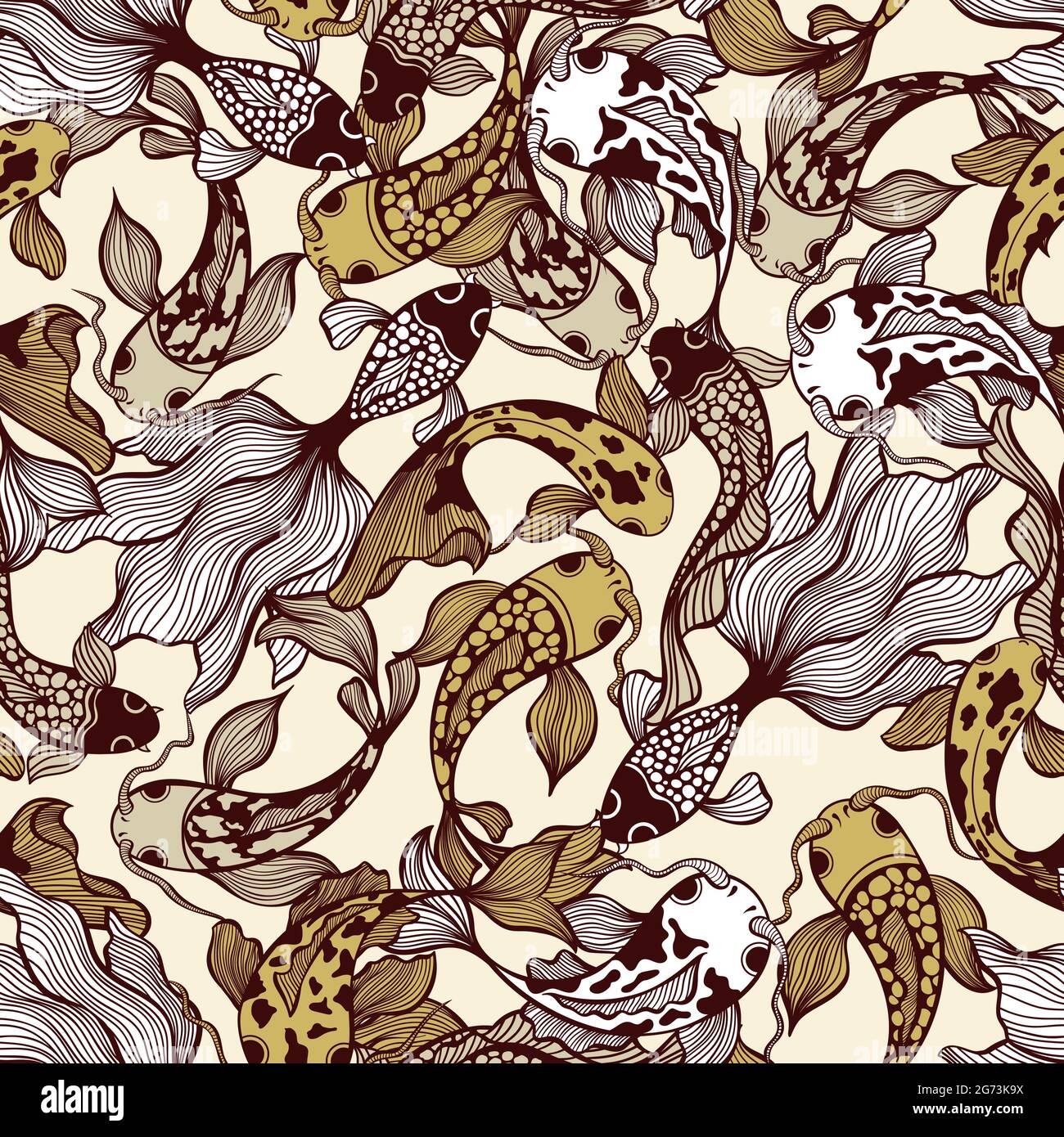 Motif sans couture japonais Koi Fish Vector dans un style moderne pour le textile textile Illustration de Vecteur