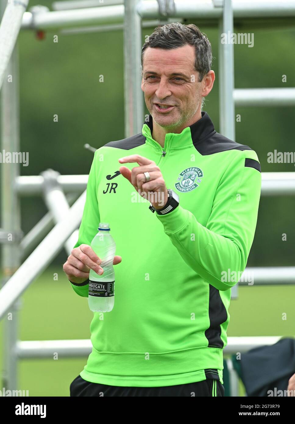 Tranent, Ormiston, East Lothian.Scotland. Royaume-Uni .3 juillet 21 Hibernian vs Dunfermline match amical avant la saison. Directeur du FC Hibernian, Jack Ross 2021-2 Banque D'Images
