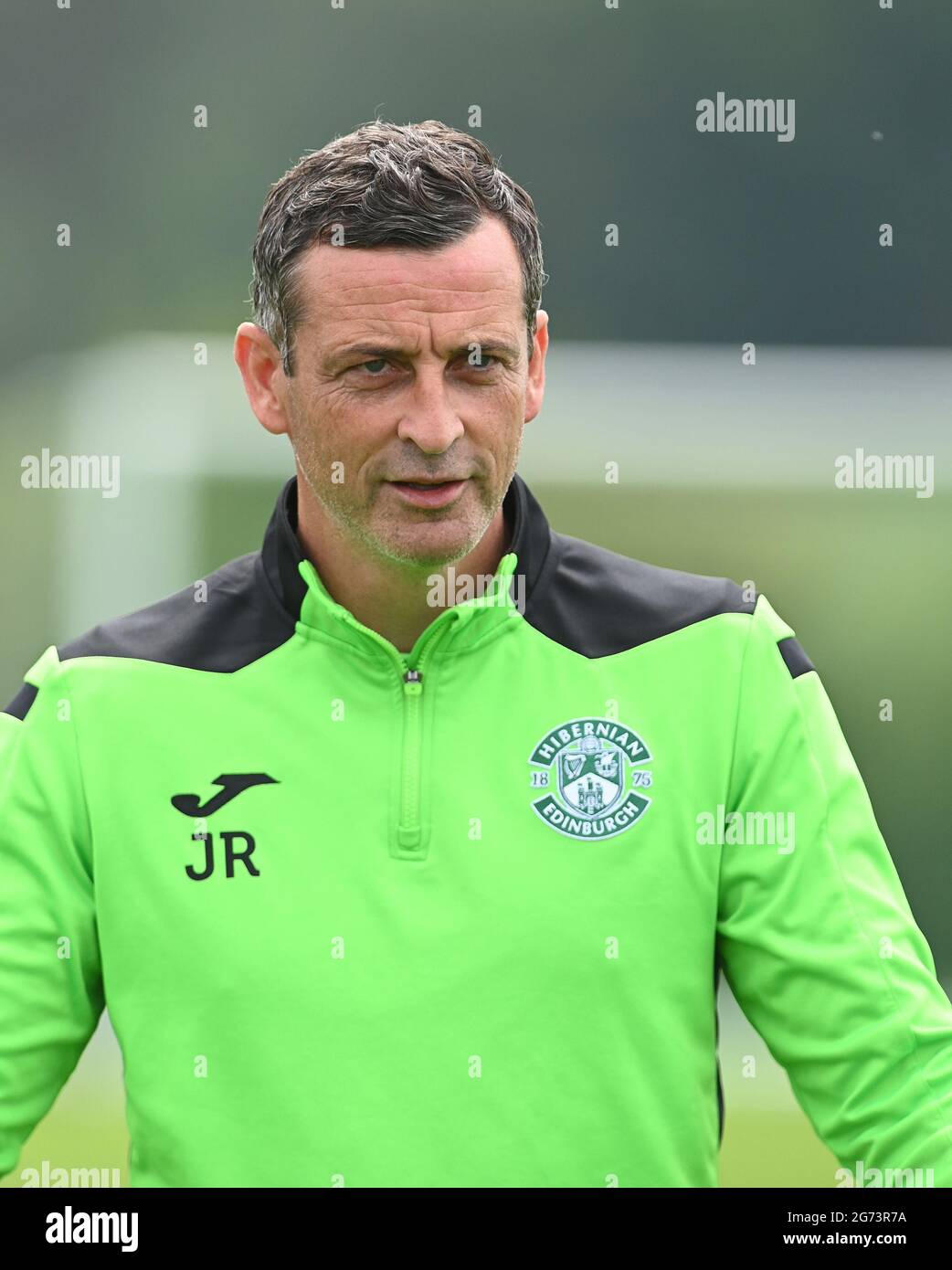Tranent, Ormiston, East Lothian.Scotland. Royaume-Uni .3 juillet 21 Hibernian vs Dunfermline match amical avant la saison. Directeur du FC Hibernian, Jack Ross 2021-2 Banque D'Images