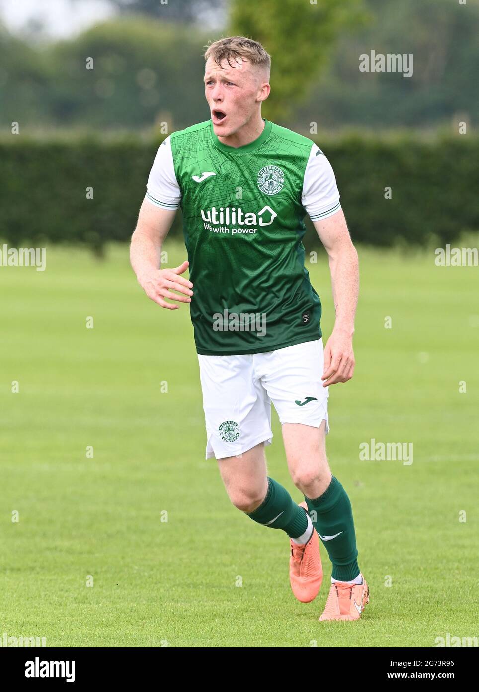 Tranent, Ormiston, East Lothian.Scotland. Royaume-Uni .3 juillet 21 Hibernian vs Dunfermline match amical avant la saison. Jake Doyle-Hayes de Hibernian FC 2021-2 Banque D'Images