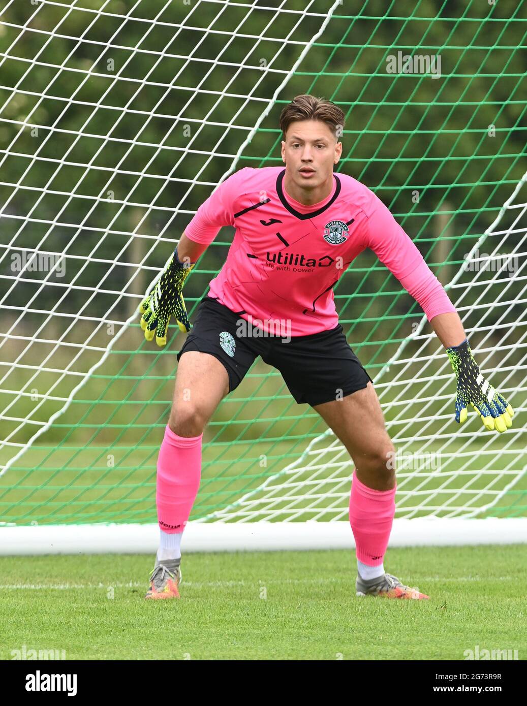 Tranent, Ormiston, East Lothian.Scotland. Royaume-Uni .3 juillet 21 Hibernian vs Dunfermline match amical avant la saison. Kevin Dabrowski de Hibernian 2021-202 Banque D'Images