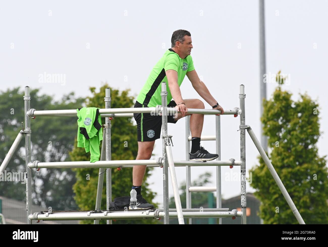 Tranent, Ormiston, East Lothian.Scotland. Royaume-Uni .3 juillet 21 Hibernian vs Dunfermline match amical avant la saison. Directeur du FC Hibernian, Jack Ross 2021-20 Banque D'Images