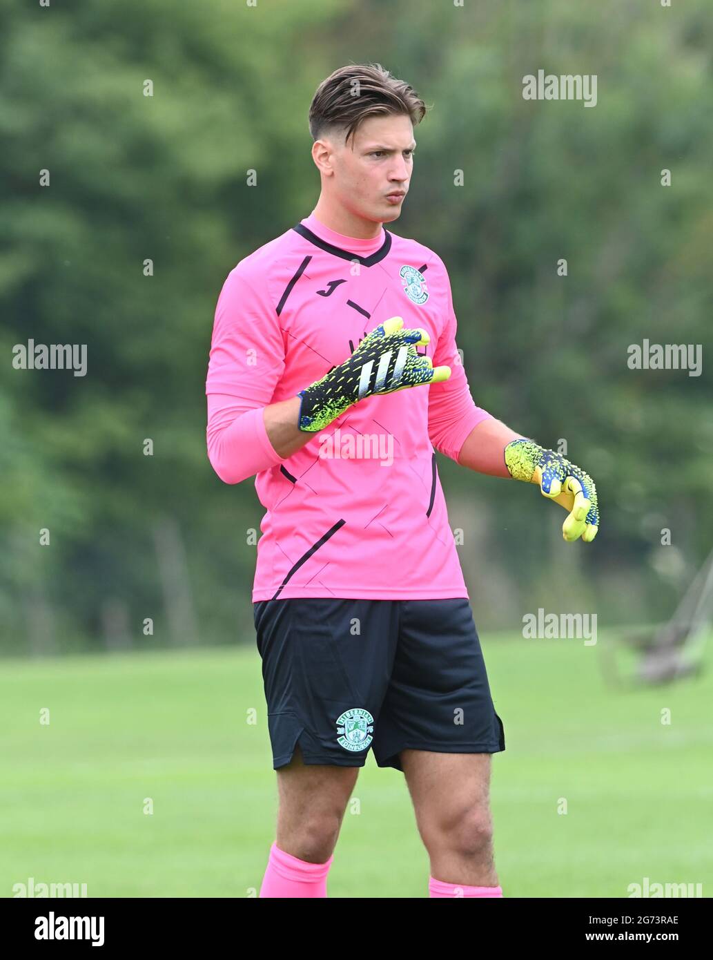 Tranent, Ormiston, East Lothian.Scotland. Royaume-Uni .3 juillet 21 Hibernian vs Dunfermline match amical avant la saison. Kevin Dabrowski de Hibernian 2021-202 Banque D'Images