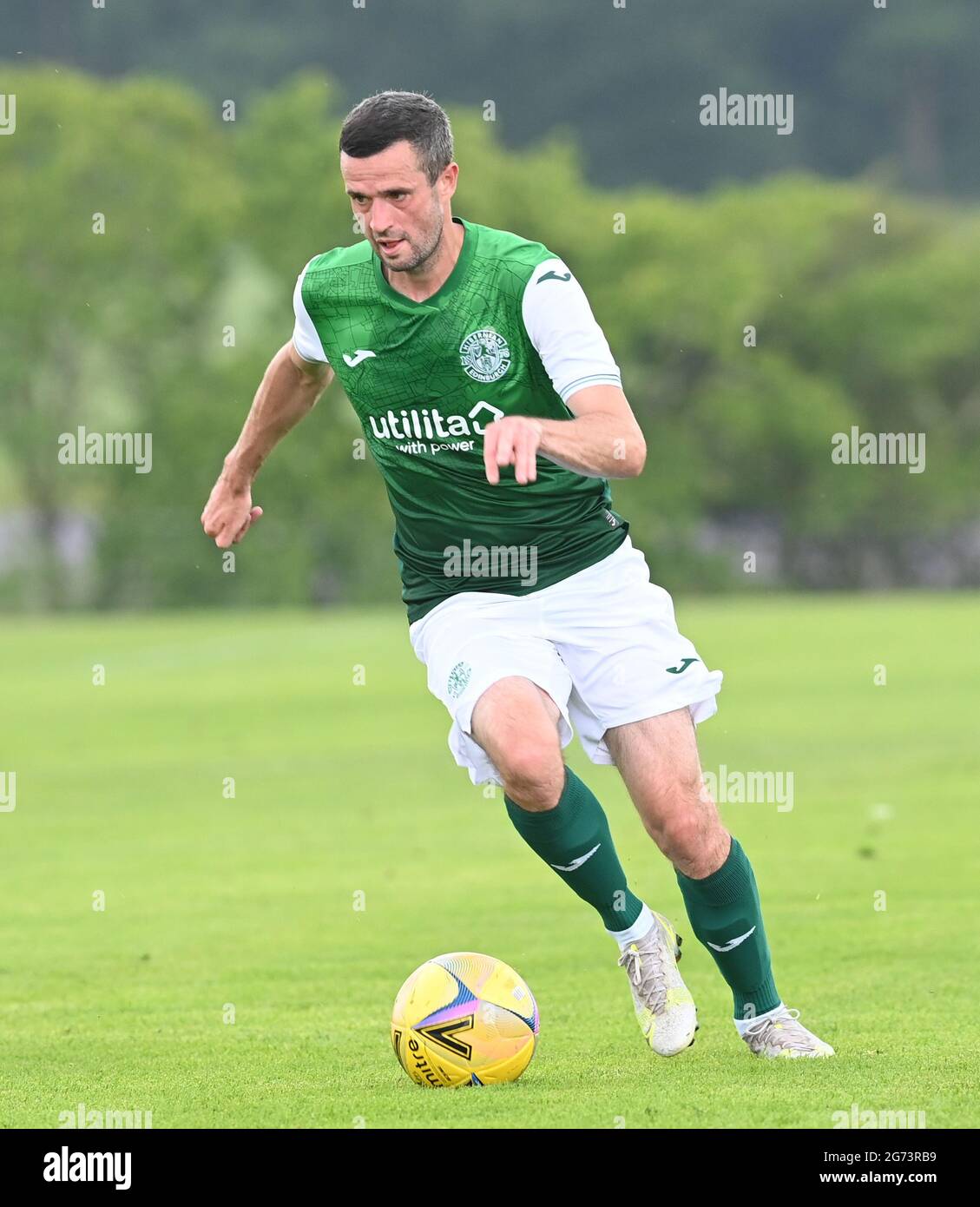 Tranent, Ormiston, East Lothian.Scotland. Royaume-Uni .3 juillet 21 Hibernian vs Dunfermline match amical avant la saison. Jamie Murphy de Hibernian FC 2021-2022 Banque D'Images