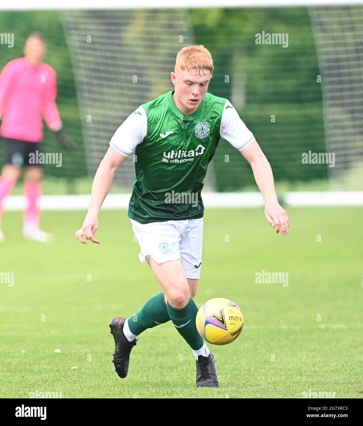 Tranent, Ormiston, East Lothian.Scotland. Royaume-Uni .3 juillet 21 Hibernian vs Dunfermline match amical avant la saison. Jack Brydon de Hibernian FC 2021-2022 Banque D'Images