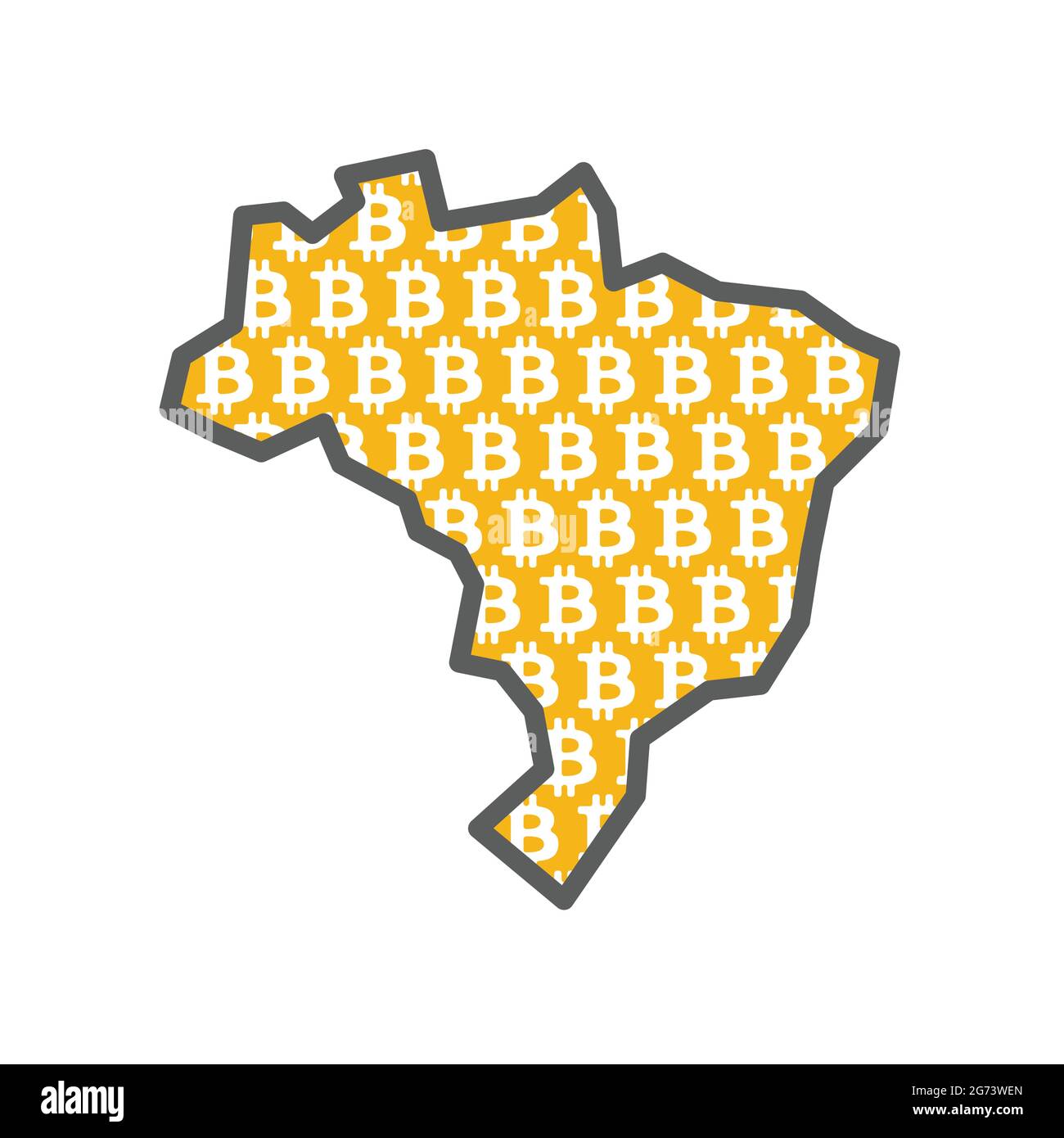 Carte du Brésil avec logo en bitcoin crypto-monnaie Illustration de Vecteur