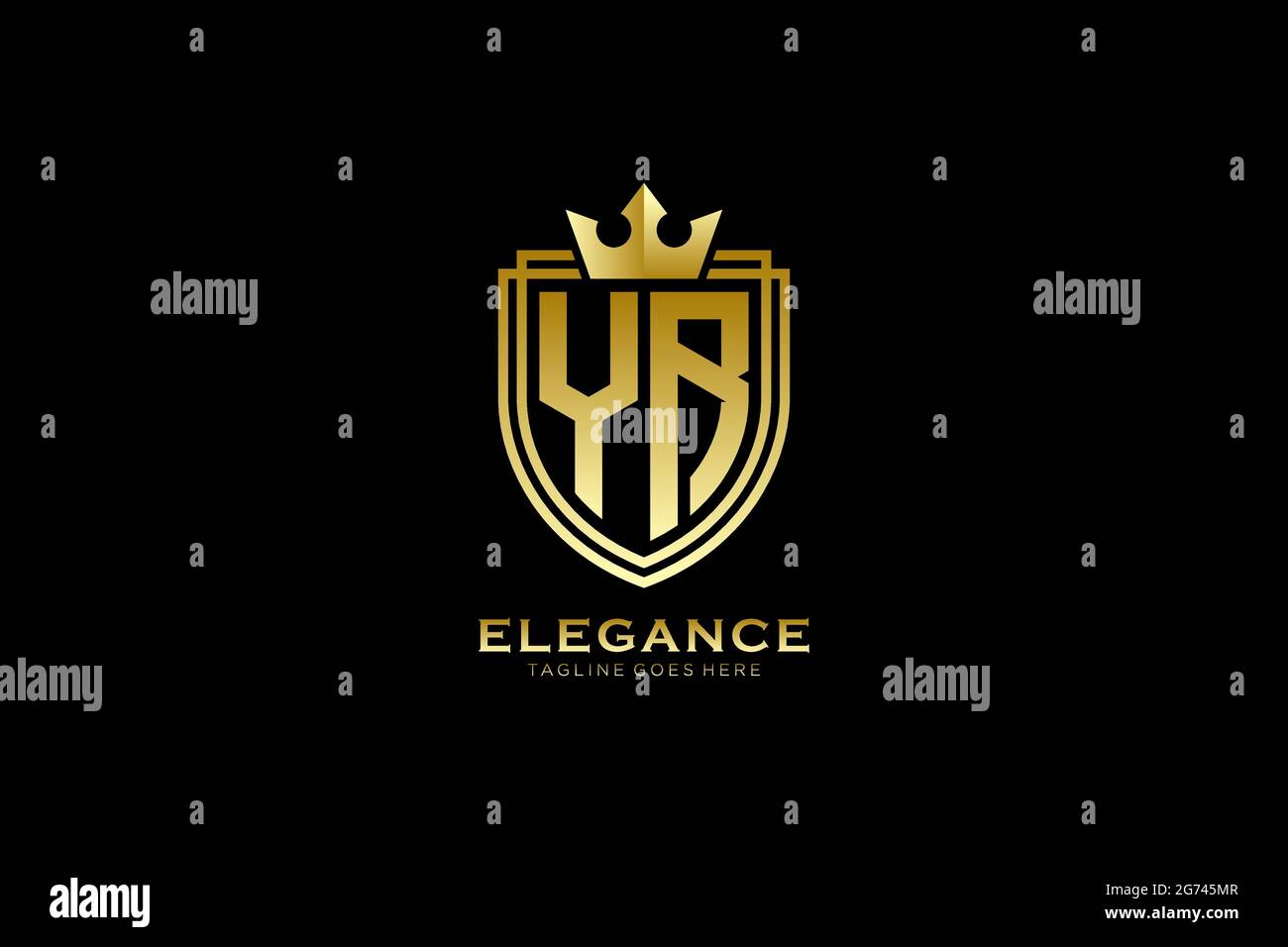 YAN élégant de luxe monogramme logo ou modèle de badge avec rouleaux et couronne royale - parfait pour les projets de marque de luxe Illustration de Vecteur