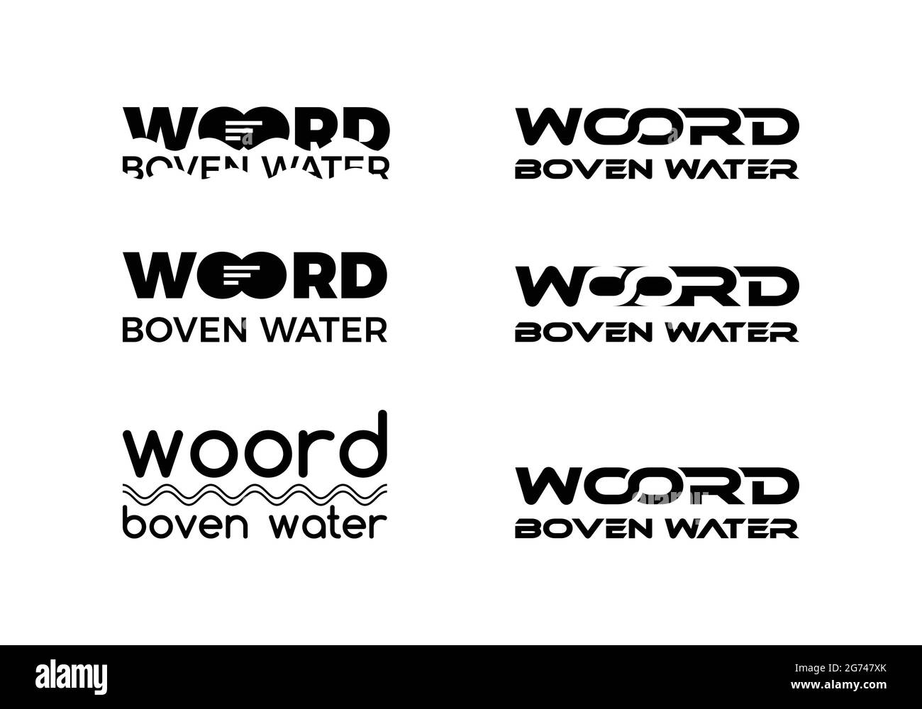 WOORD BOVEN WATER LOGO DESIGN six variations Word au-dessus de l'eau logo Vector Template Illustration de Vecteur