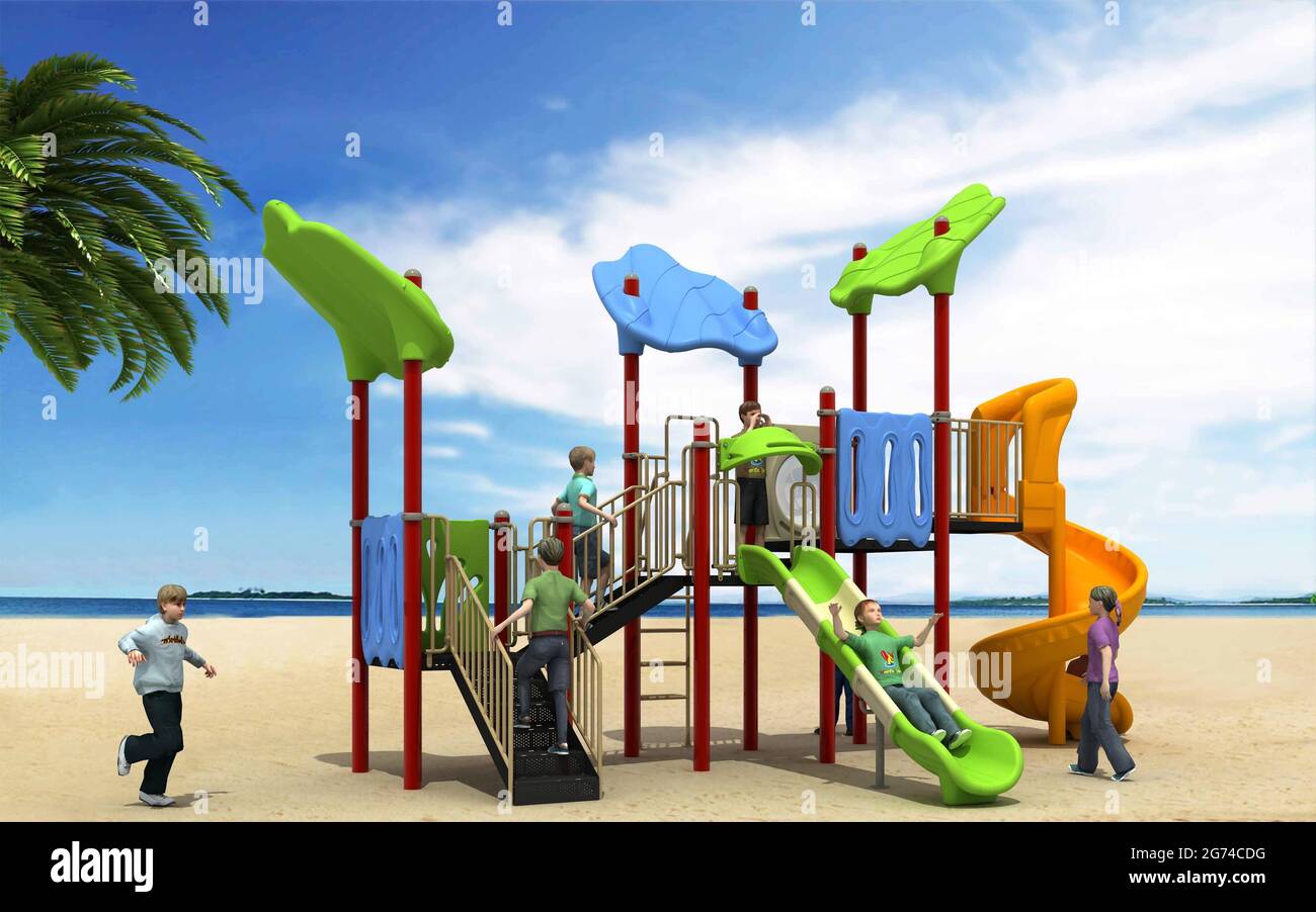 PARC DE JUEGOS PARA NIÑOS. JEUX POUR ENFANTS, PARK - RENDER Banque D'Images