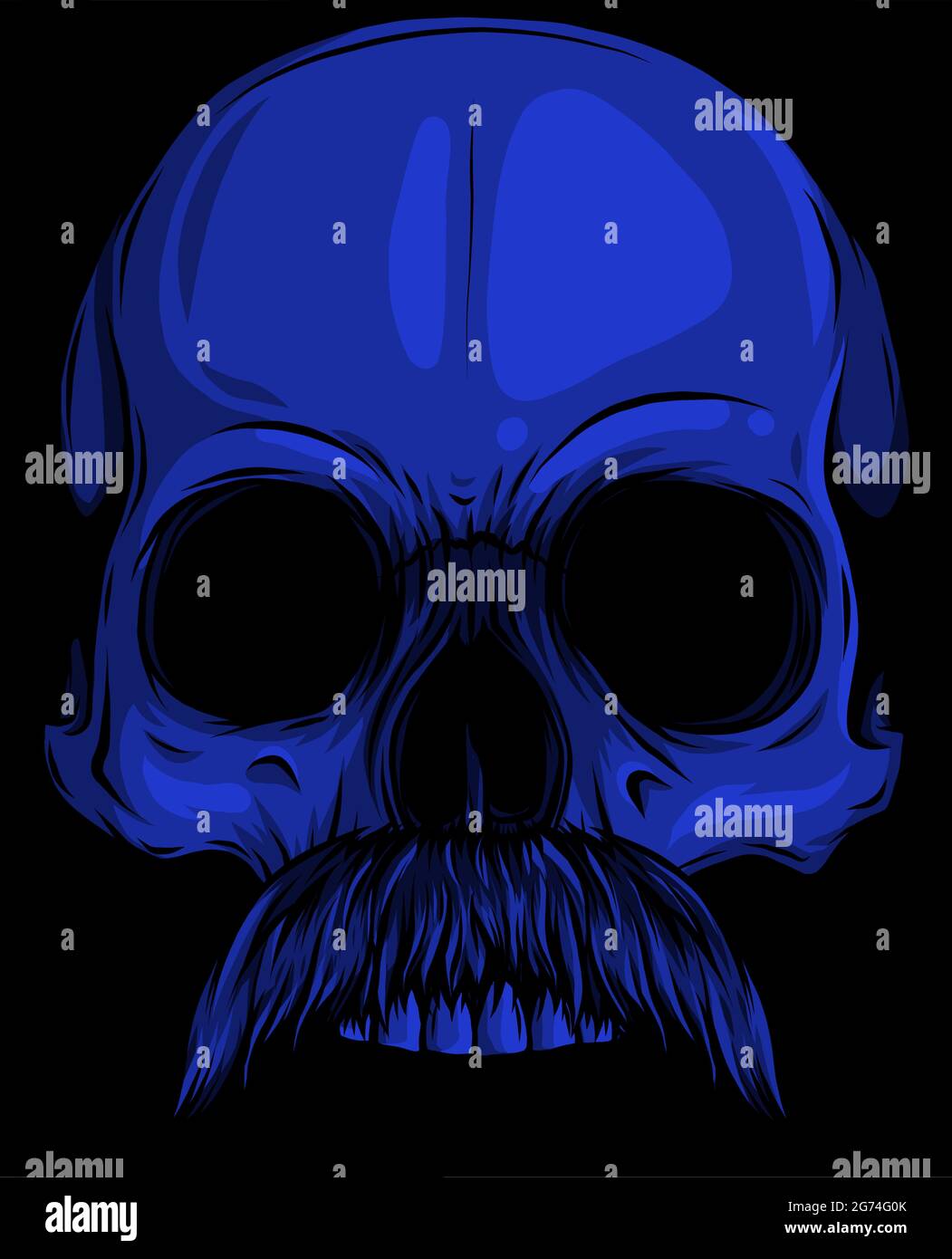 Illustration vectorielle du crâne humain avec moustache Illustration de Vecteur