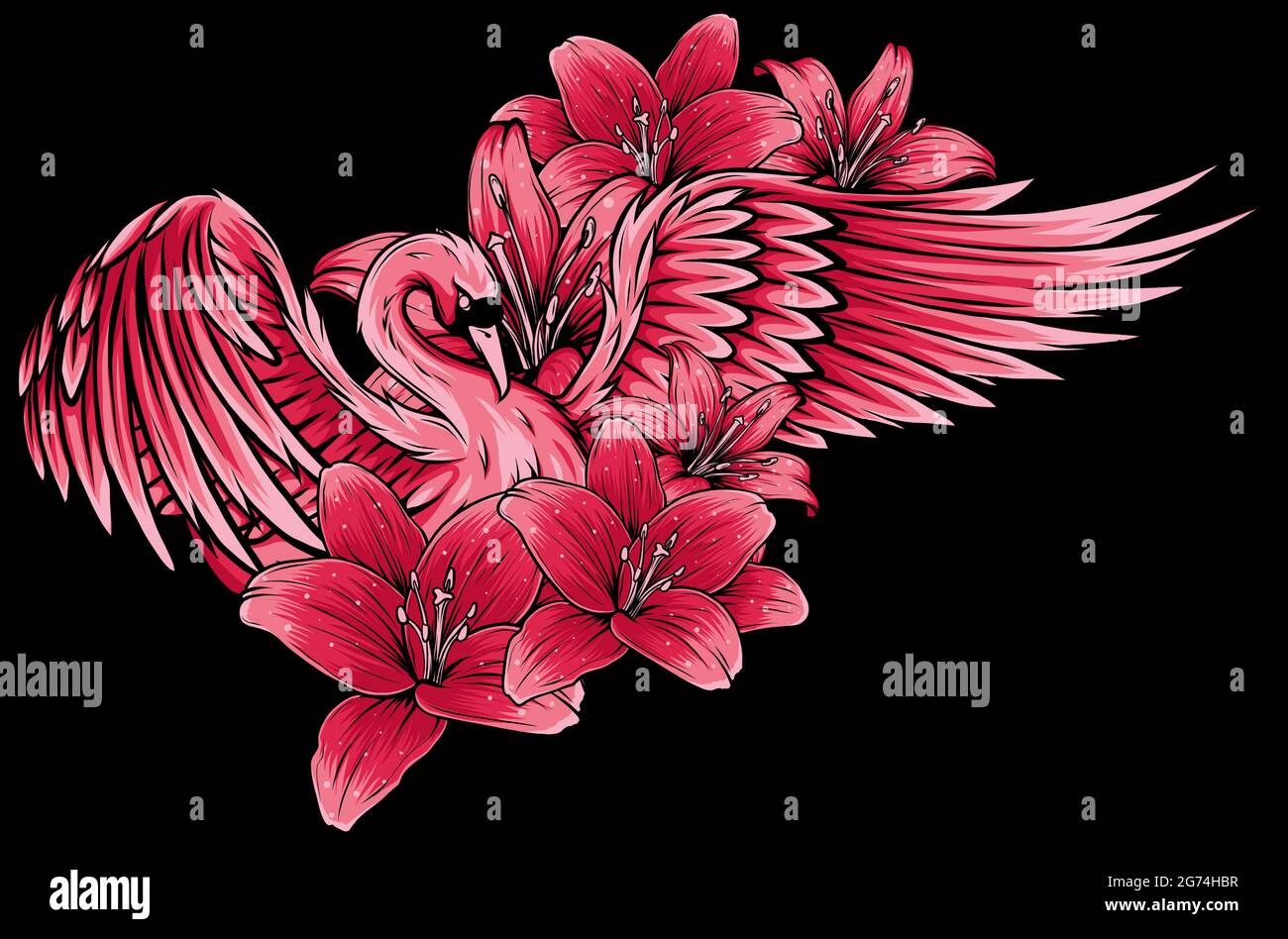 Illustration vectorielle du motif cygne et fleur Illustration de Vecteur