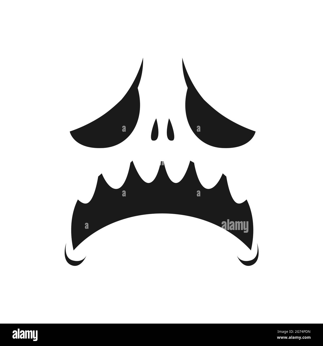 Triste monstre visage vecteur icône, effrayant ou mal emoji avec les yeux créepy malheureux et hurlant la bouche ouverte. Fantôme, lanterne de cric Halloween citrouille émotion, isol Illustration de Vecteur