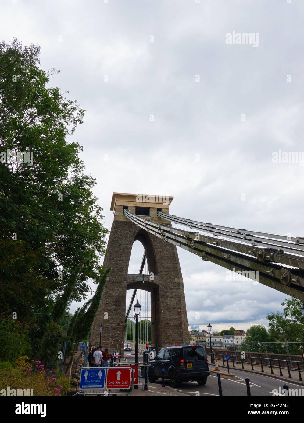 Vue sur le pont suspendu de l'Isambard Kingdom Brunel Clifton à Bristol, Royaume-Uni Banque D'Images