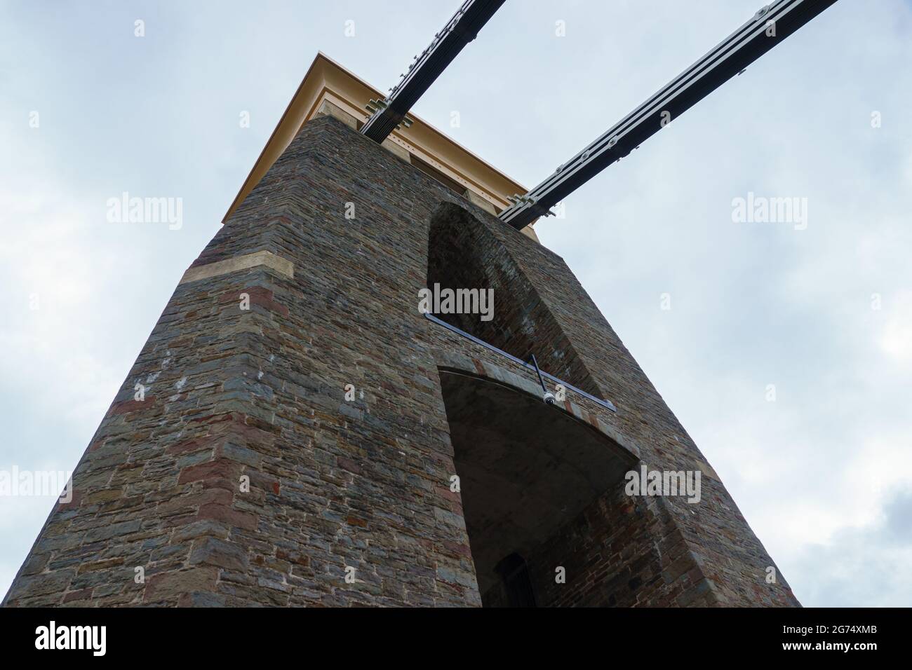 Vue sur le pont suspendu de l'Isambard Kingdom Brunel Clifton à Bristol, Royaume-Uni Banque D'Images