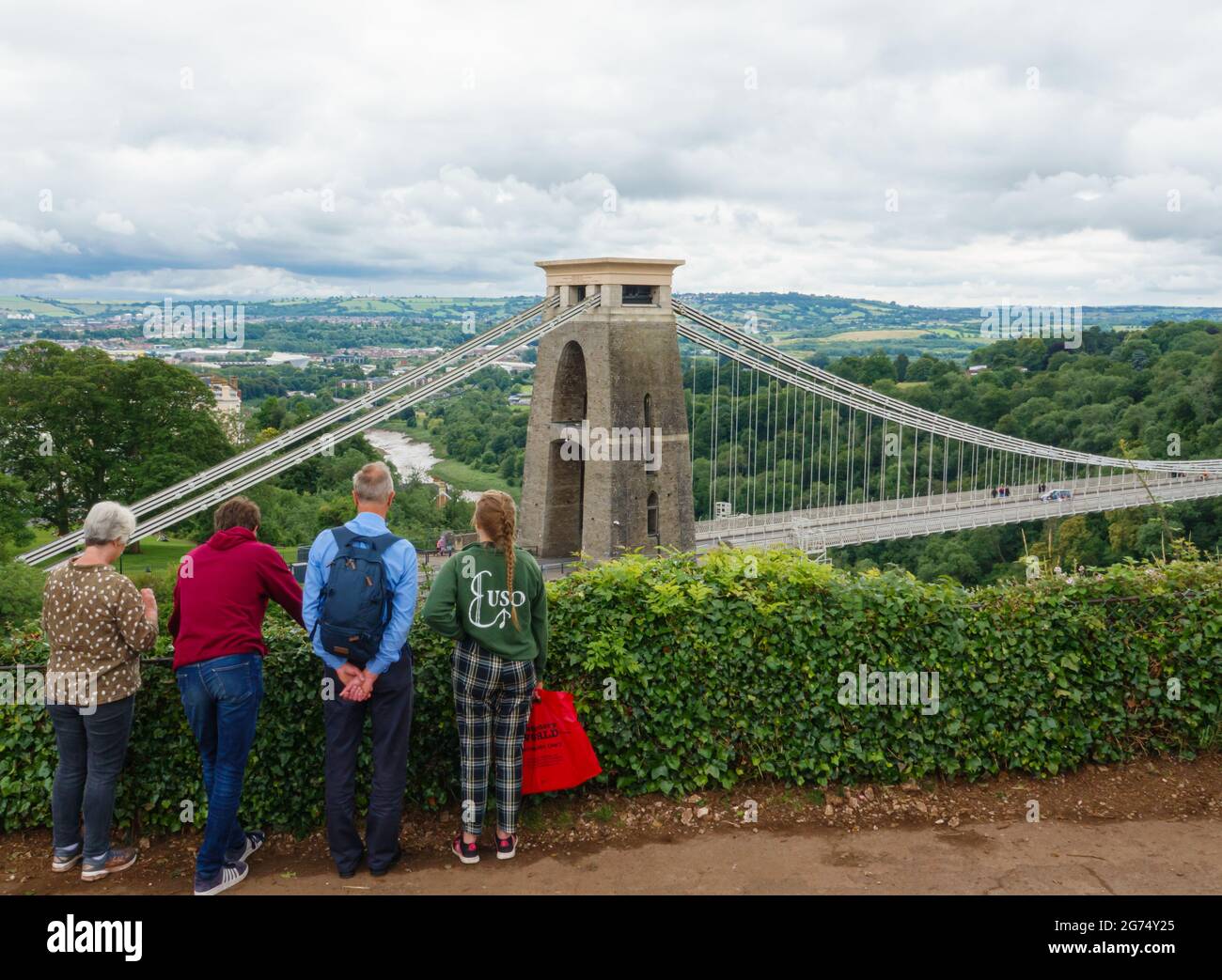 Vue sur le pont suspendu de l'Isambard Kingdom Brunel Clifton à Bristol, Royaume-Uni Banque D'Images