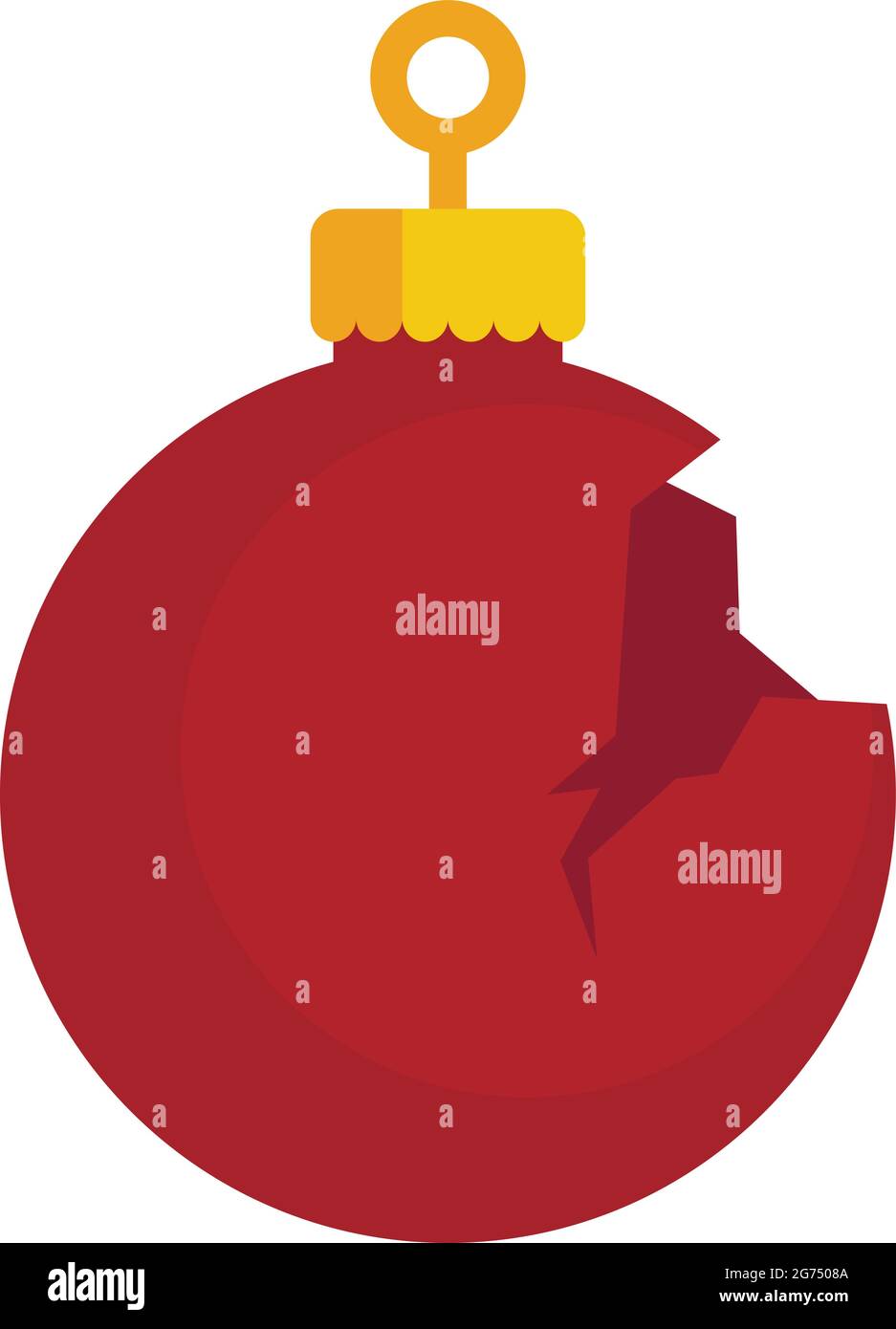 Icône de boule de sapin brisée vecteur isolé plat Illustration de Vecteur