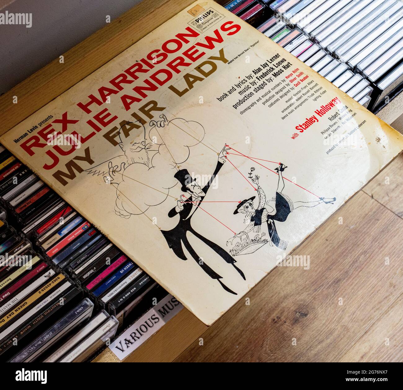 LP (long-play record) de Lerner et Loewe's My Fair Lady, avec Rex Harrison et Julie Andrews, de la pièce Pygmalion de Bernard Shaw Banque D'Images