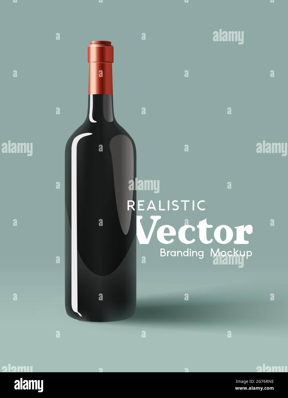 Une maquette réaliste de bouteille de vin rouge en verre. Modèle de marketing contemporain illustration vectorielle Illustration de Vecteur