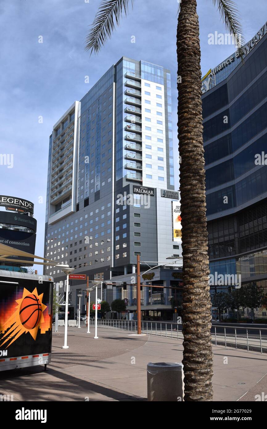 L'équipe de basket-ball Phoenix Suns est présente au Footprint Arena, dans le centre-ville de Phoenix, en Arizona, lors des finales de la NBA Banque D'Images