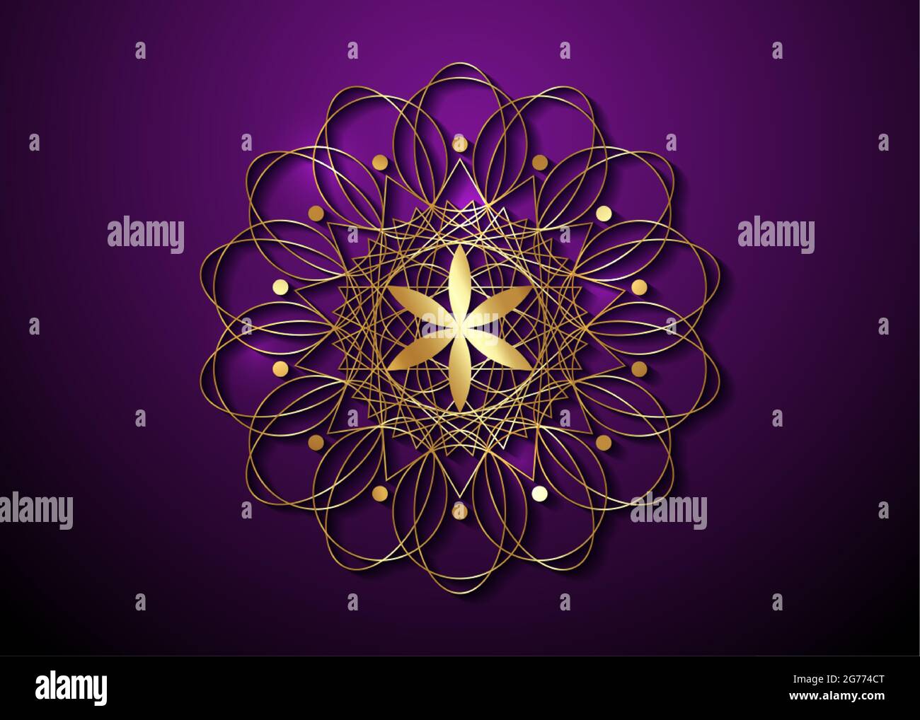 Symbole de la graine d'or de la vie géométrie sacrée. Logo icône Mandala mystique géométrique de la fleur ésotérique alchimie de la vie. Vector or luxe divine méditati Illustration de Vecteur