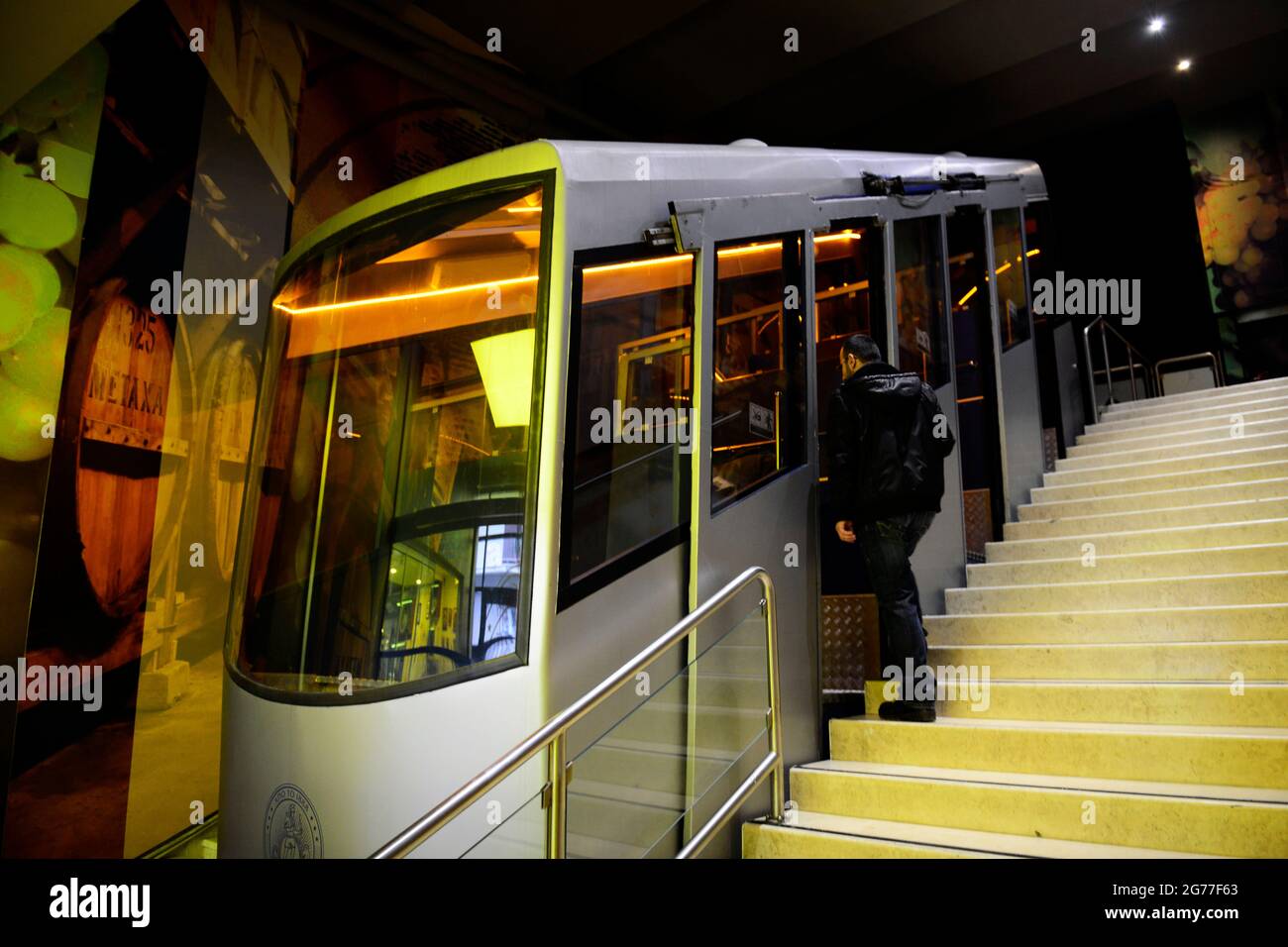 Le funiculaire de Lycabette est un funiculaire jusqu'au sommet du mont Lycabette à Athènes, en Grèce. Banque D'Images
