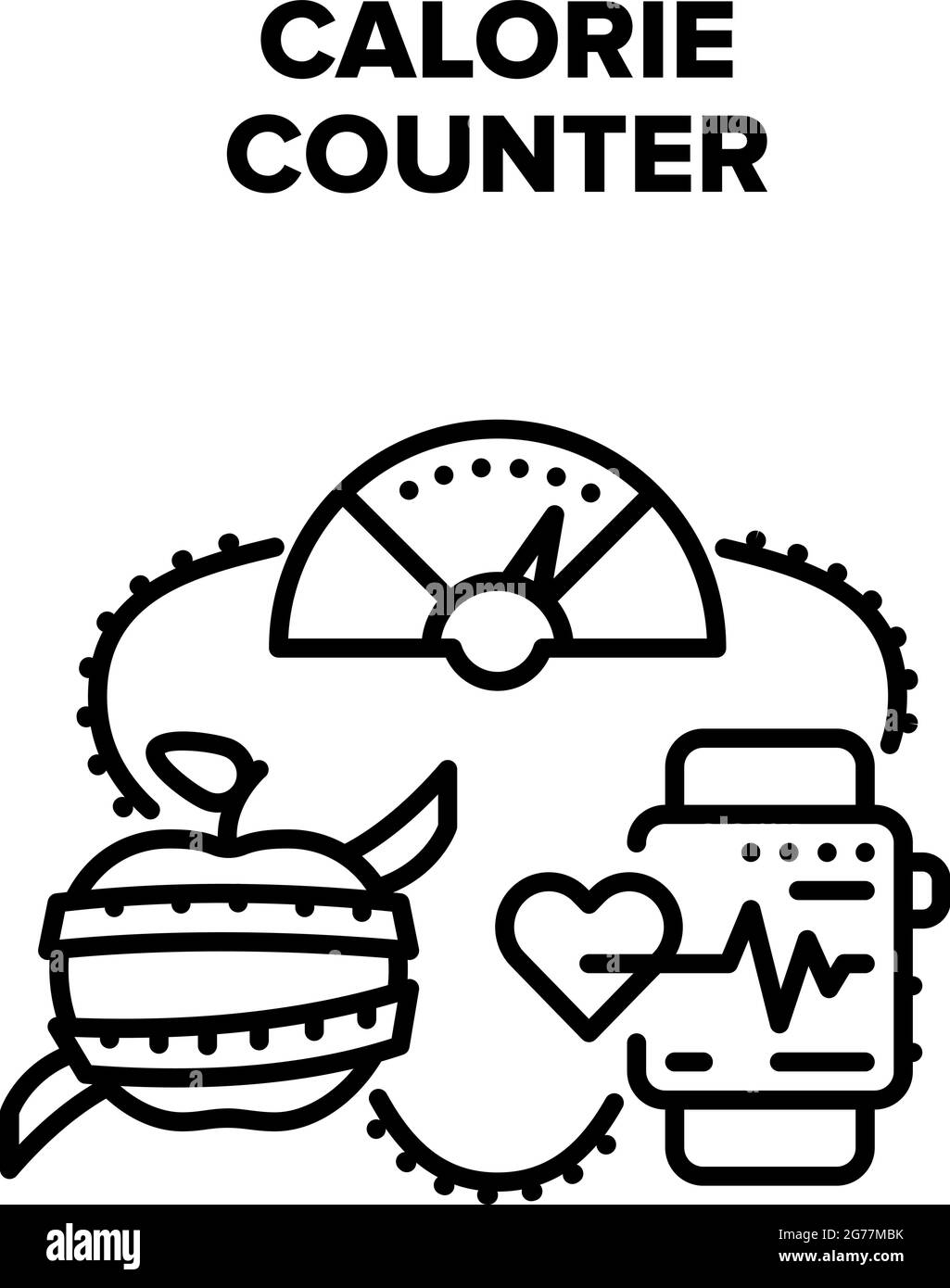 Illustration noire du compteur de calories Illustration de Vecteur