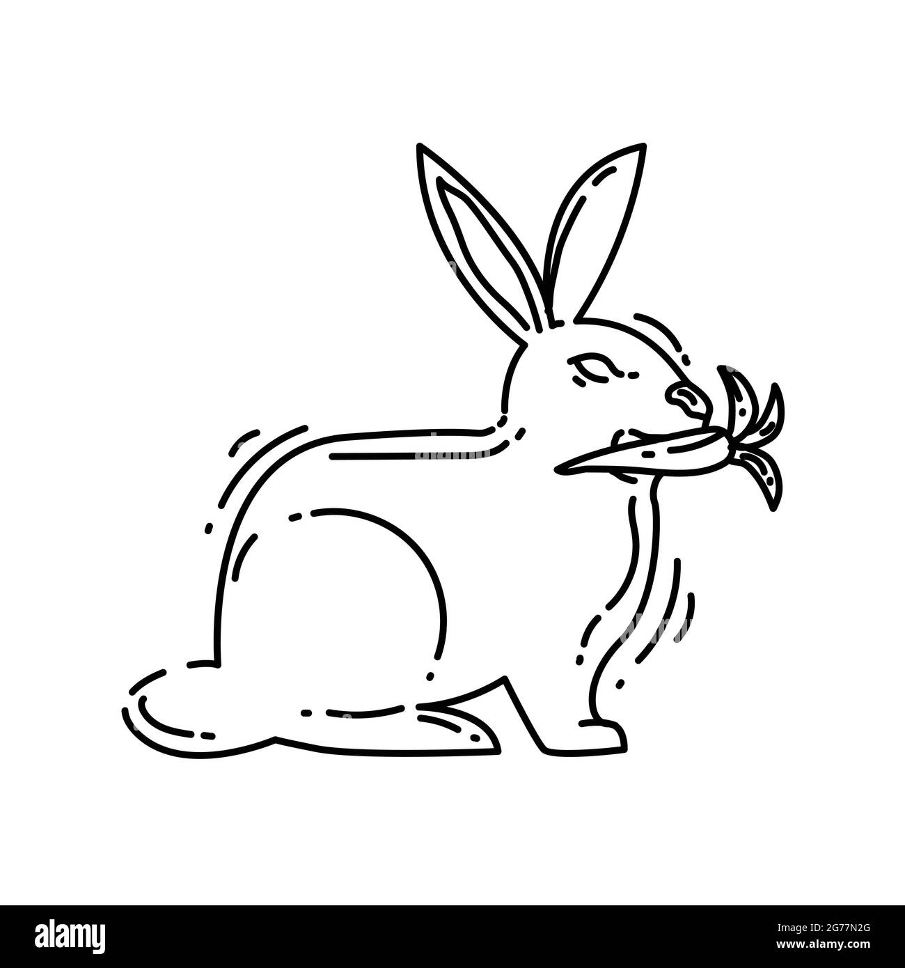 Icône de lapin agricole. Jeu d'icônes dessinées à la main, contour noir, icône de doodle, conception d'icône de vecteur. Illustration de Vecteur