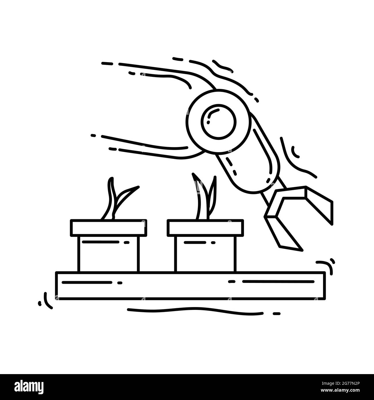 Icône robot agricole. Jeu d'icônes dessinées à la main, contour noir, icône en forme de doodle, icône en forme de vecteur. Illustration de Vecteur
