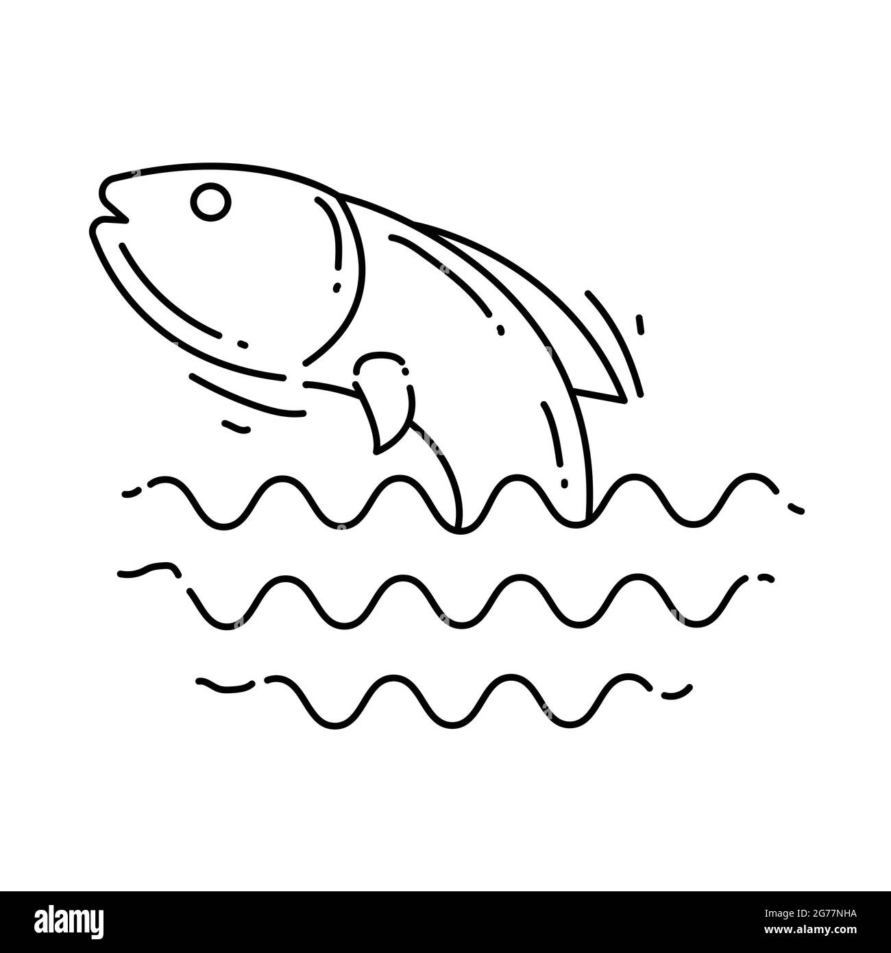 Icône de poisson agricole. Jeu d'icônes dessinées à la main, contour noir, icône en forme de doodle, icône en forme de vecteur. Illustration de Vecteur