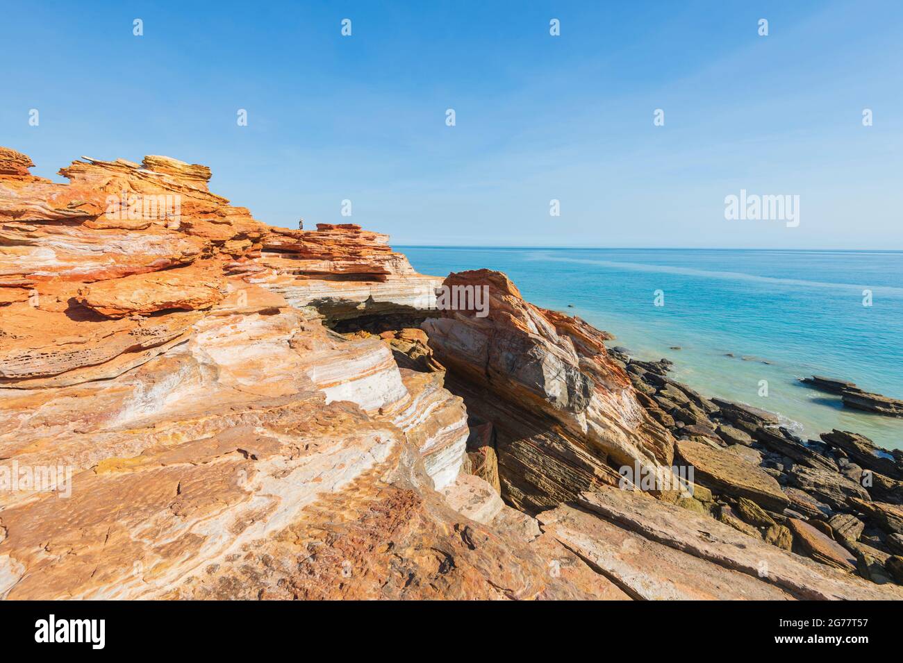 Pittoresques falaises rouges de Pindon le long de la côte à la célèbre pointe de Gantheaume, Broome, Australie occidentale, Australie occidentale, Australie occidentale Banque D'Images